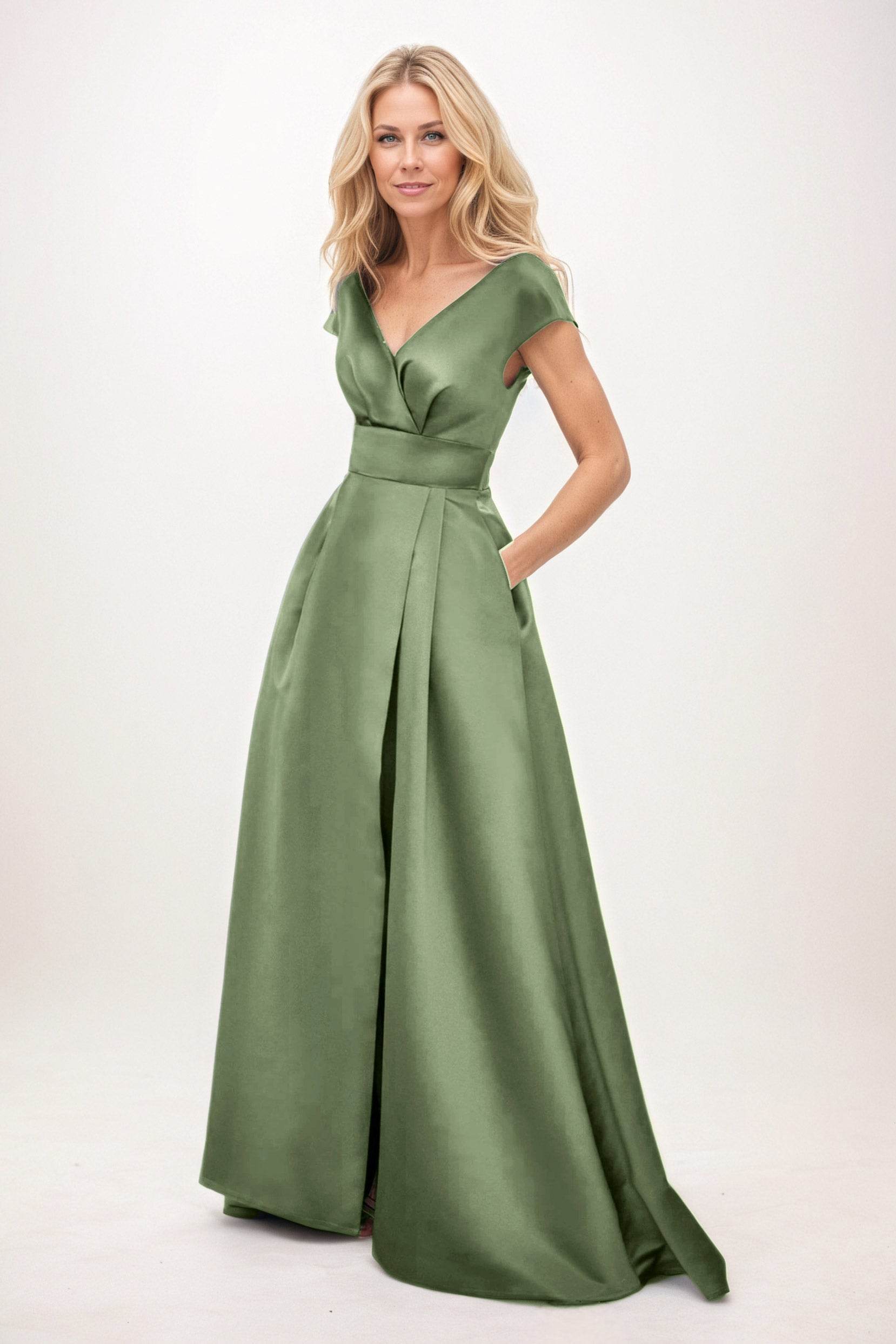A-Line Maxi Satin Mother of the Bride Dresses CM0408