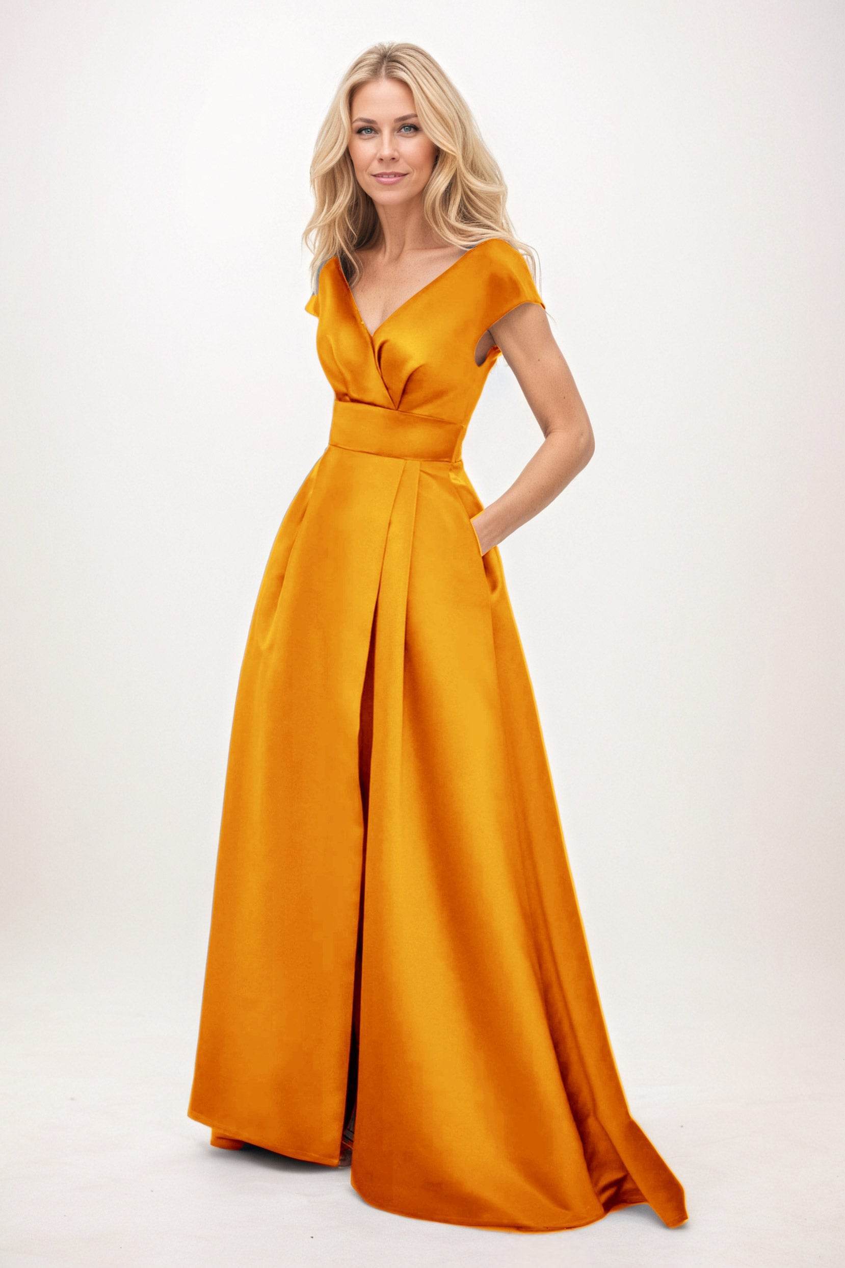 A-Line Maxi Satin Mother of the Bride Dresses CM0408