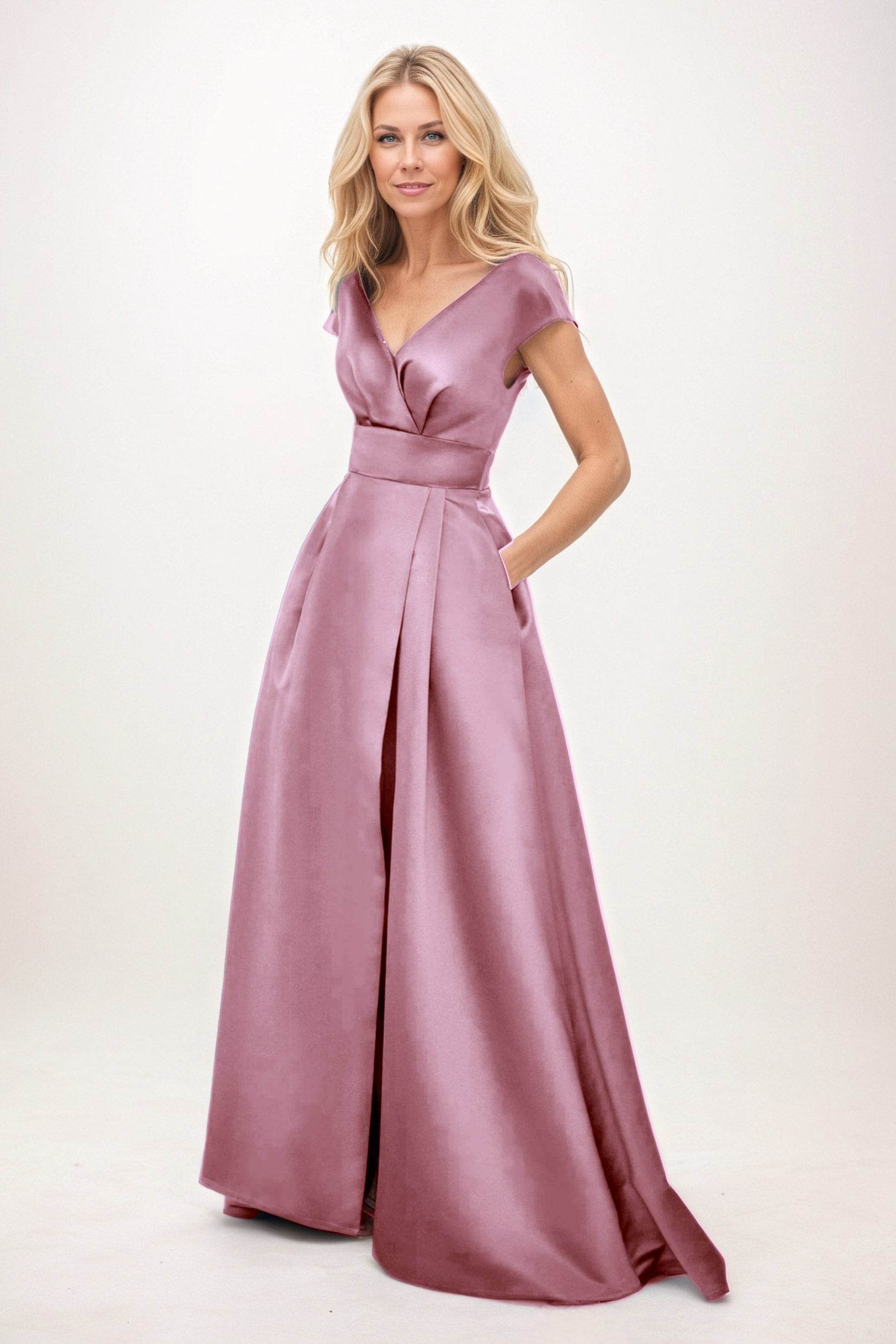 A-Line Maxi Satin Mother of the Bride Dresses CM0408