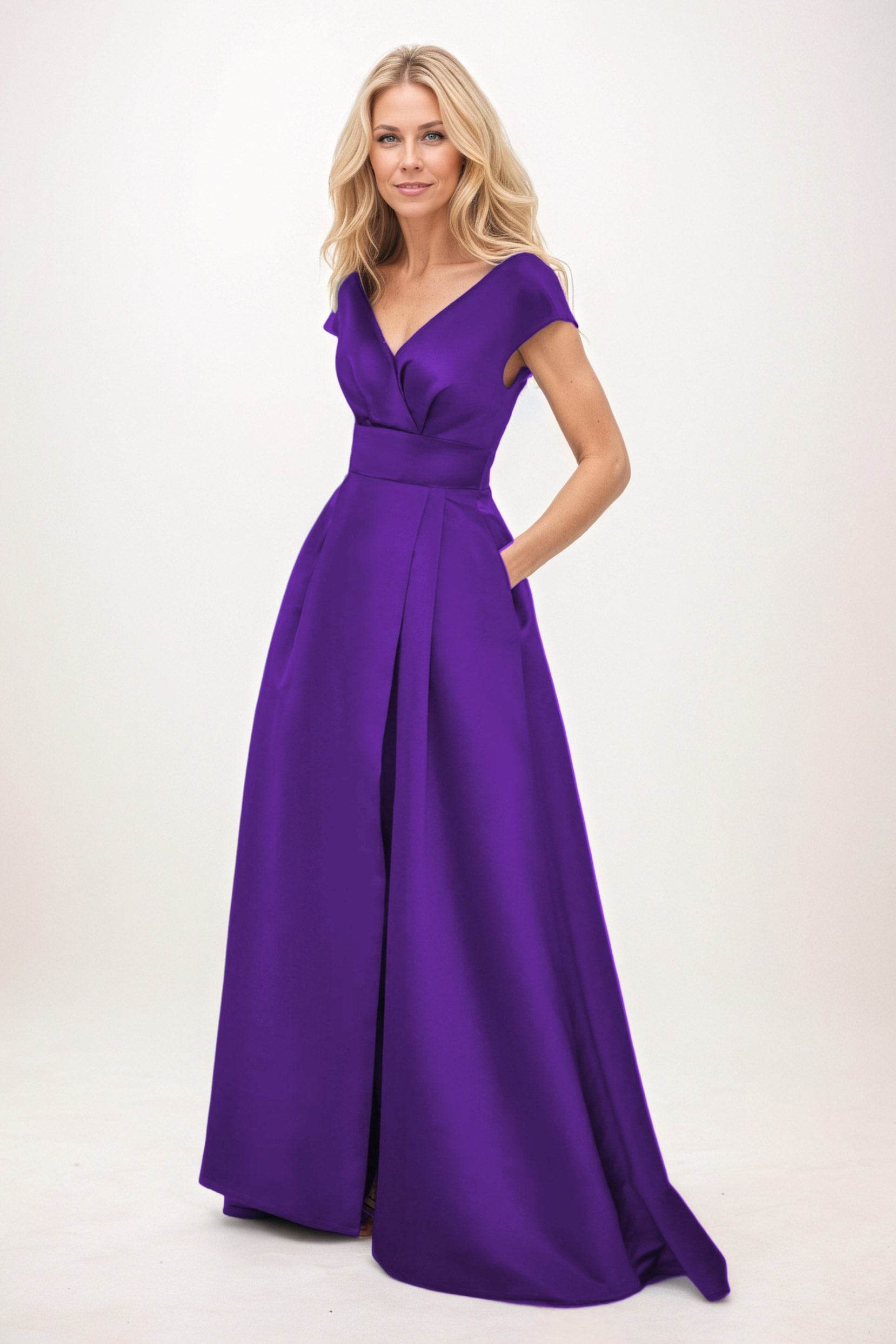 A-Line Maxi Satin Mother of the Bride Dresses CM0408