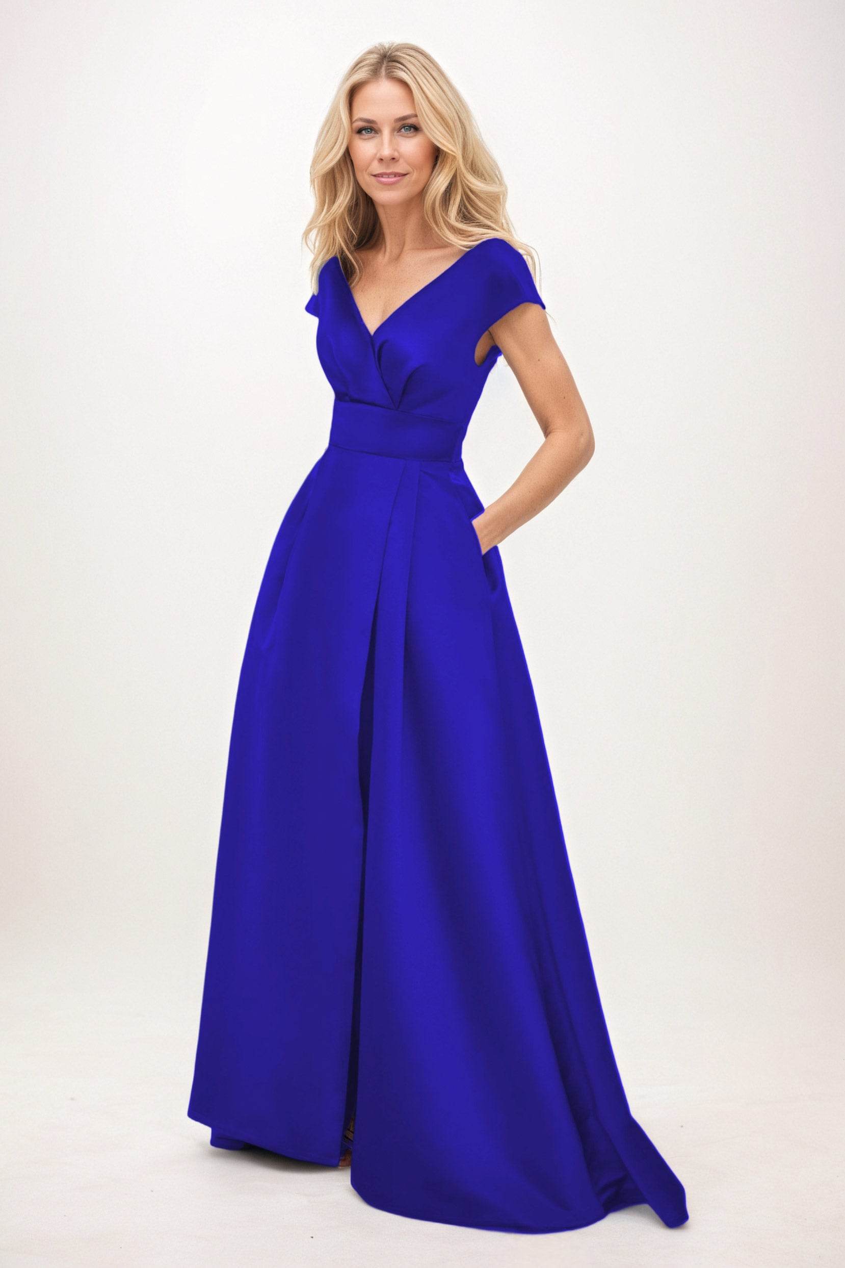 A-Line Maxi Satin Mother of the Bride Dresses CM0408