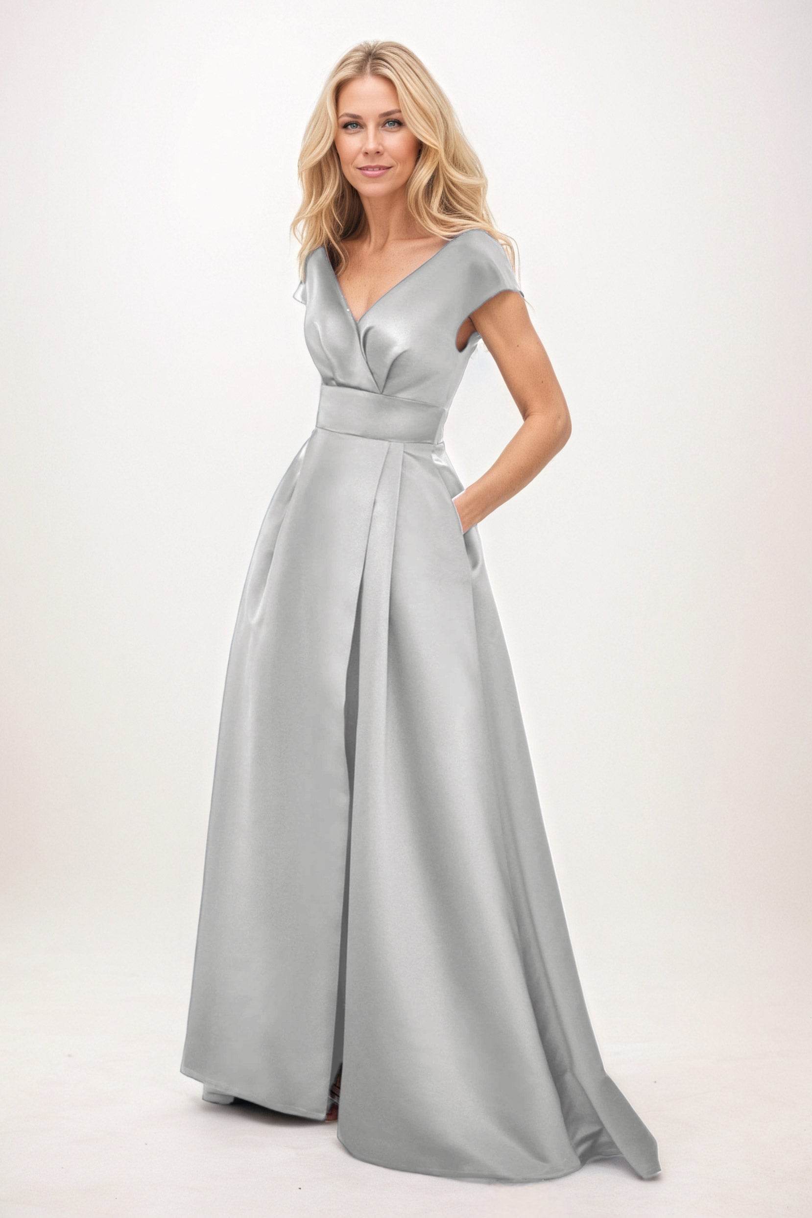 A-Line Maxi Satin Mother of the Bride Dresses CM0408