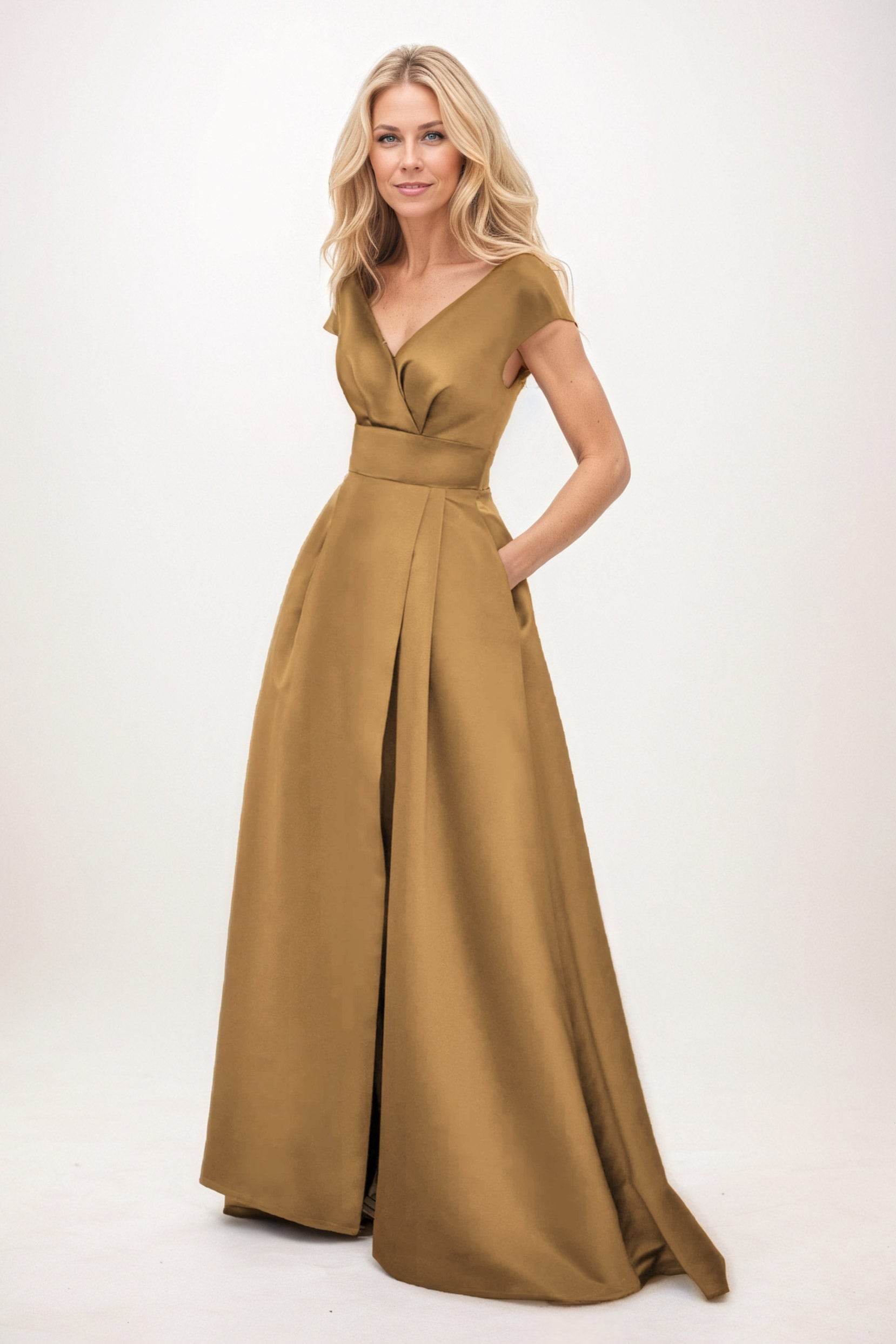 A-Line Maxi Satin Mother of the Bride Dresses CM0408