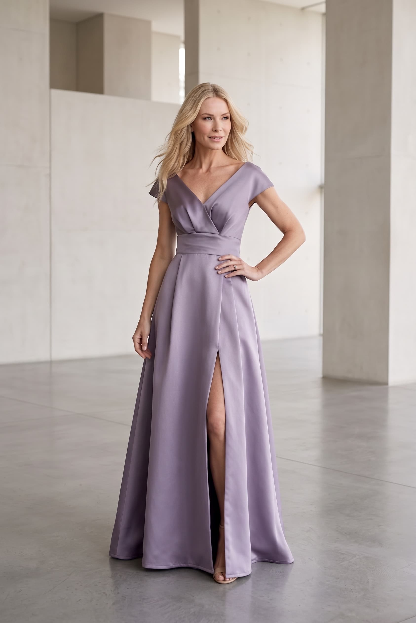 A-Line Maxi Satin Mother of the Bride Dresses CM0408
