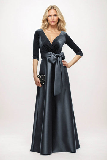 A-Line Maxi Velvet Satin Mother of the Bride Dresses CM0409