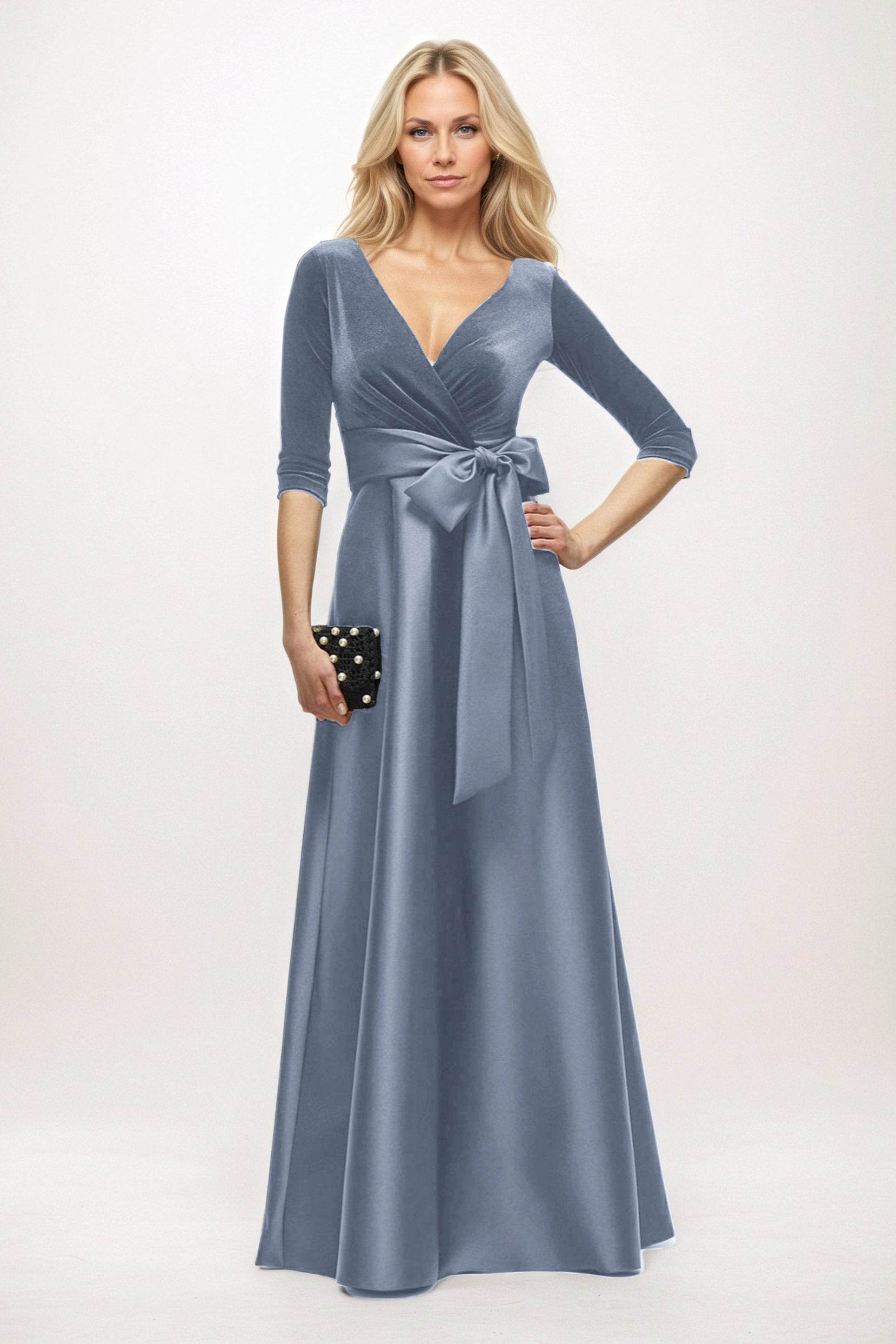 A-Line Maxi Velvet Satin Mother of the Bride Dresses CM0409