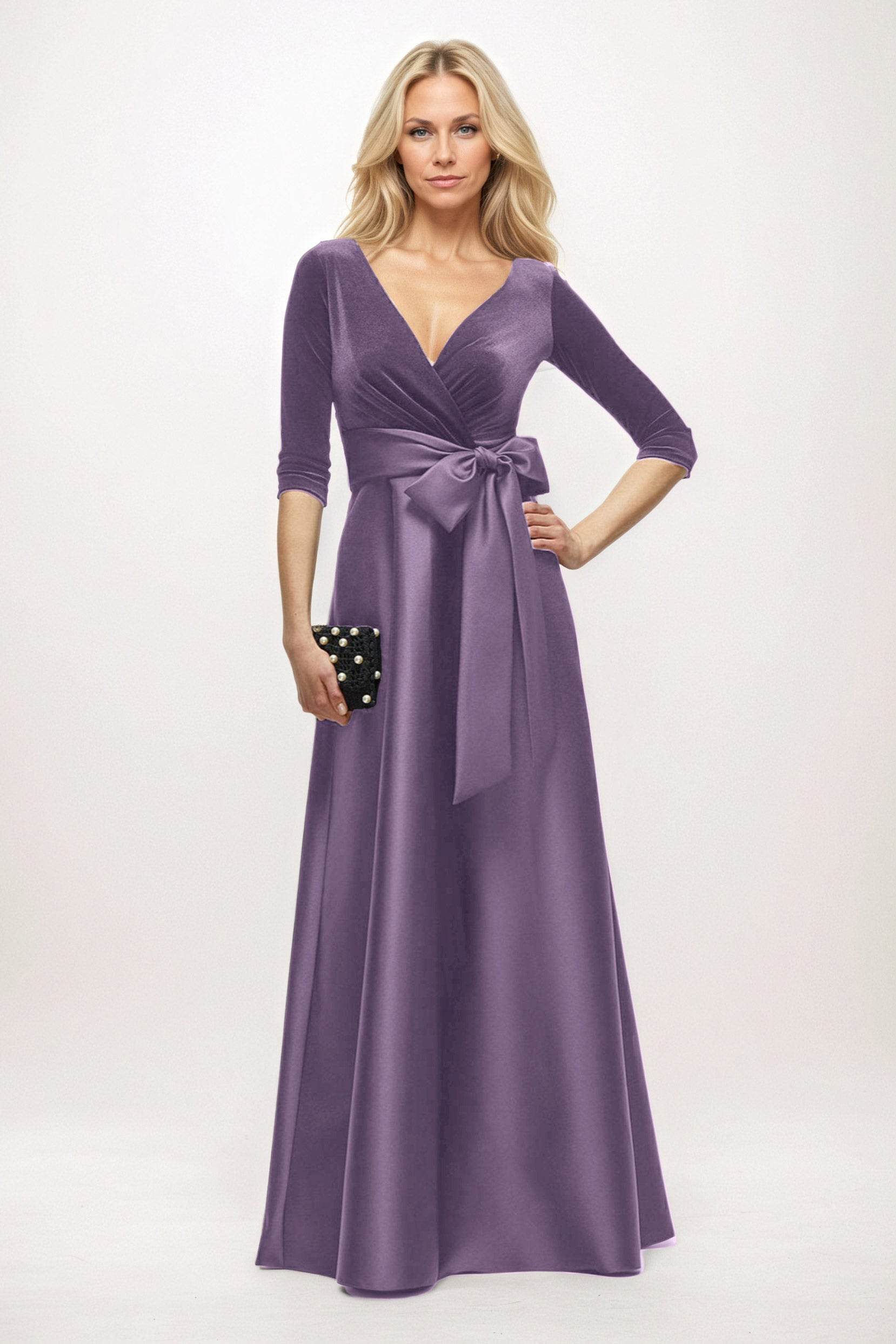 A-Line Maxi Velvet Satin Mother of the Bride Dresses CM0409