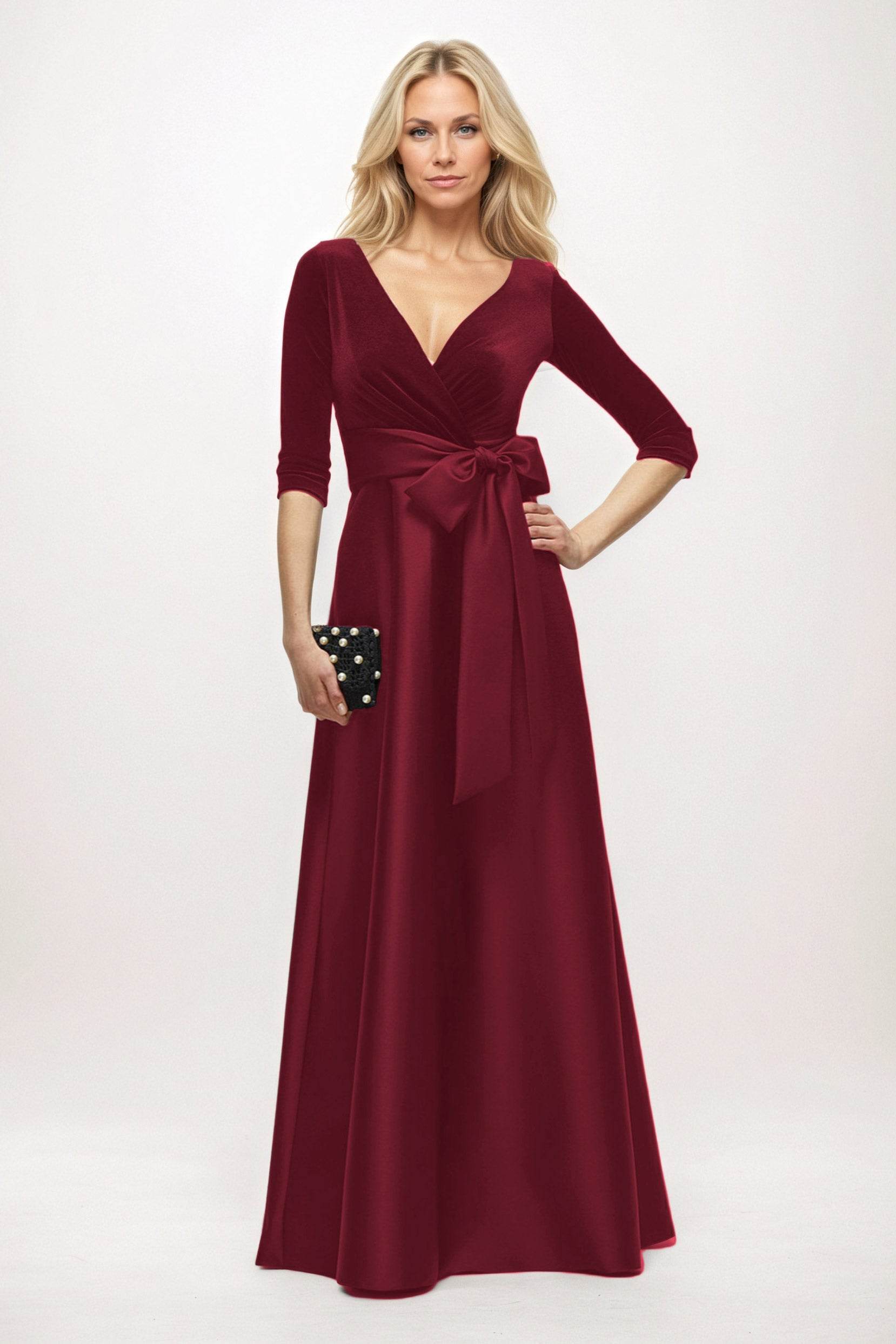 A-Line Maxi Velvet Satin Mother of the Bride Dresses CM0409