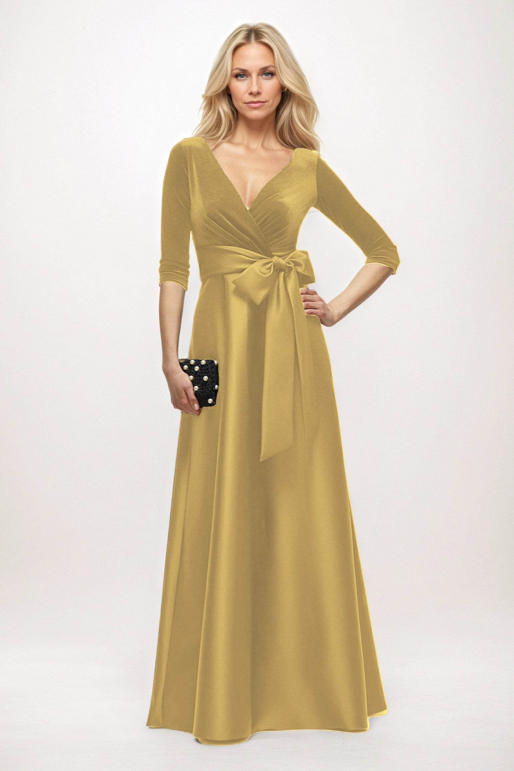 A-Line Maxi Velvet Satin Mother of the Bride Dresses CM0409