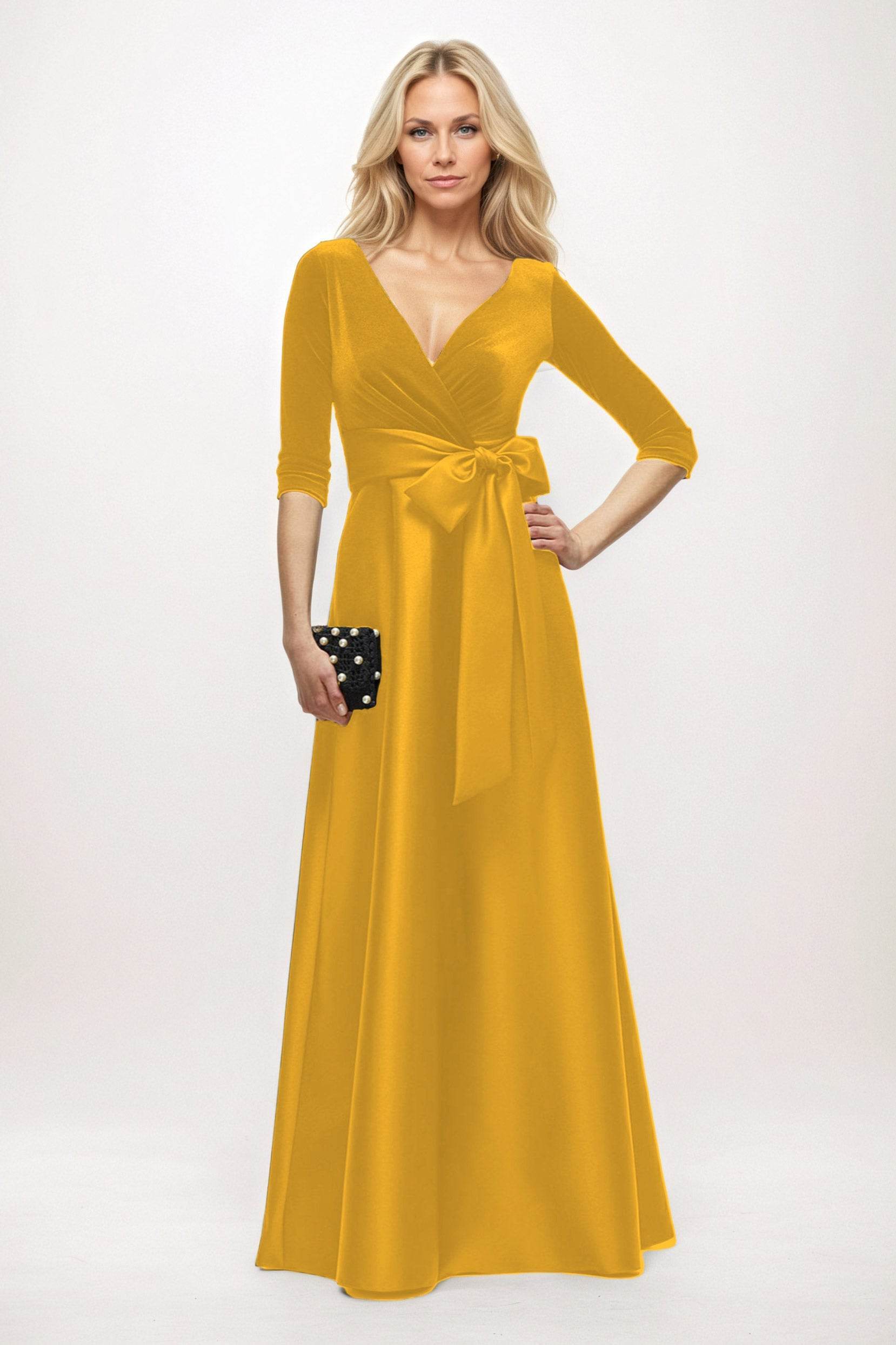 A-Line Maxi Velvet Satin Mother of the Bride Dresses CM0409