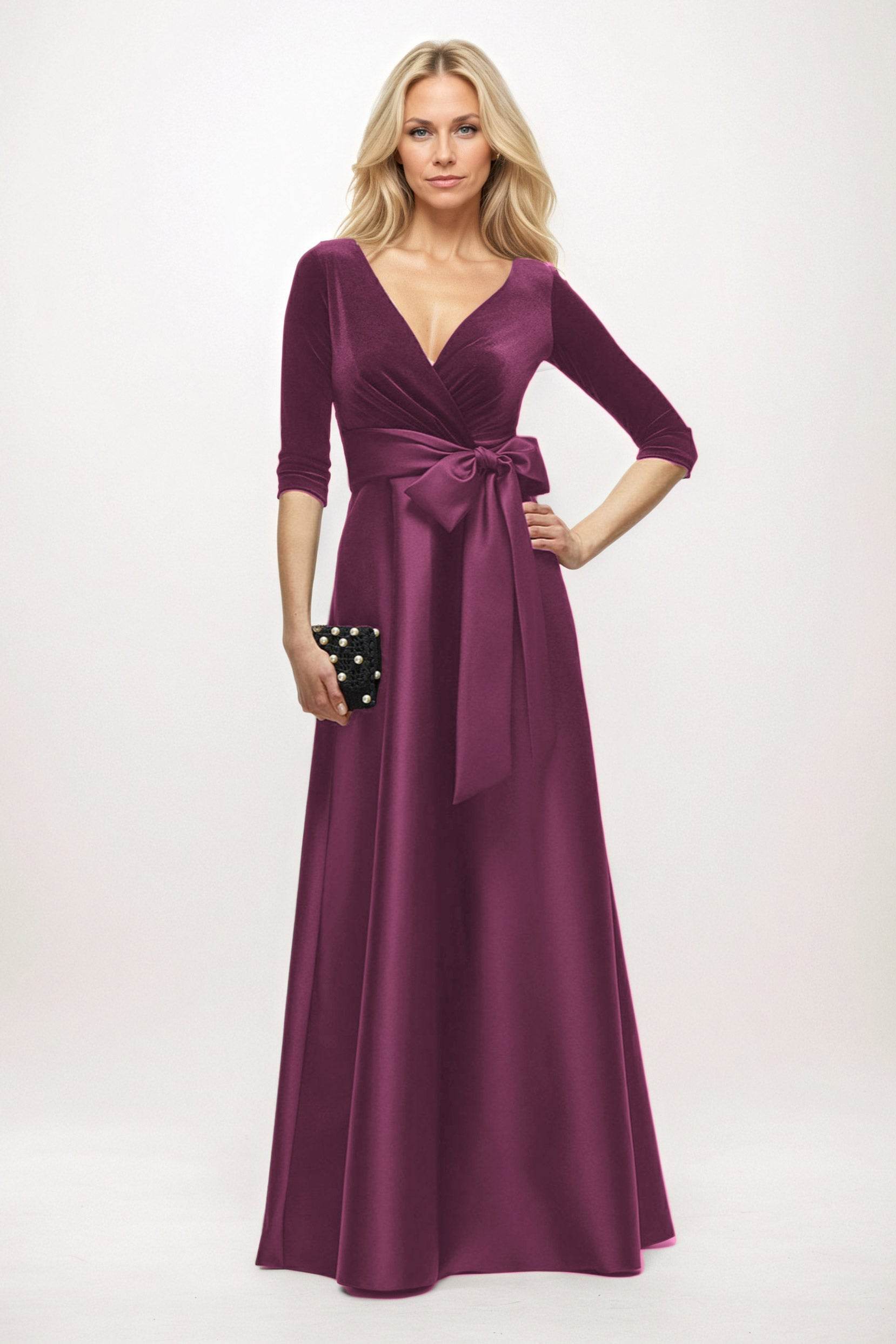 A-Line Maxi Velvet Satin Mother of the Bride Dresses CM0409