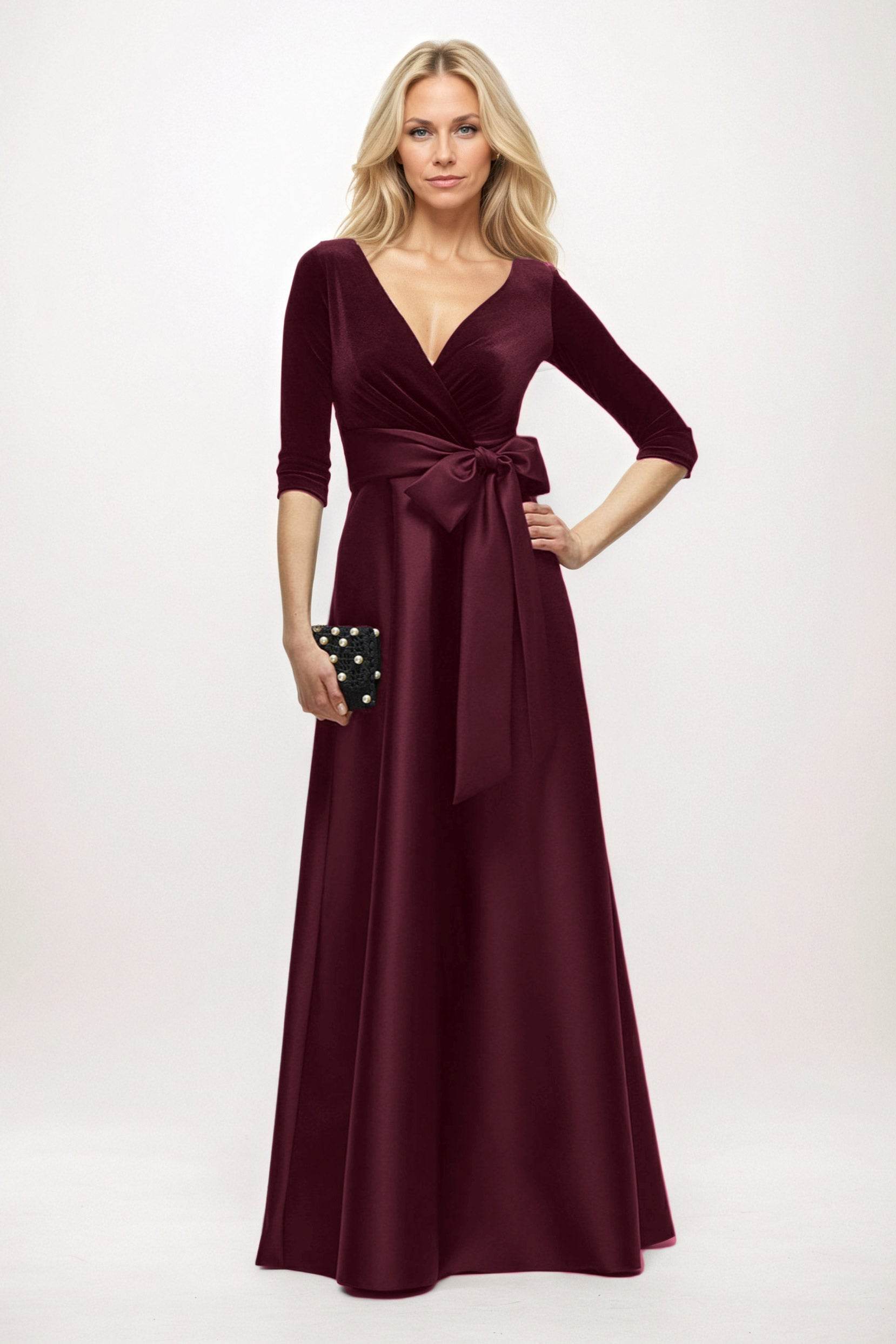 A-Line Maxi Velvet Satin Mother of the Bride Dresses CM0409