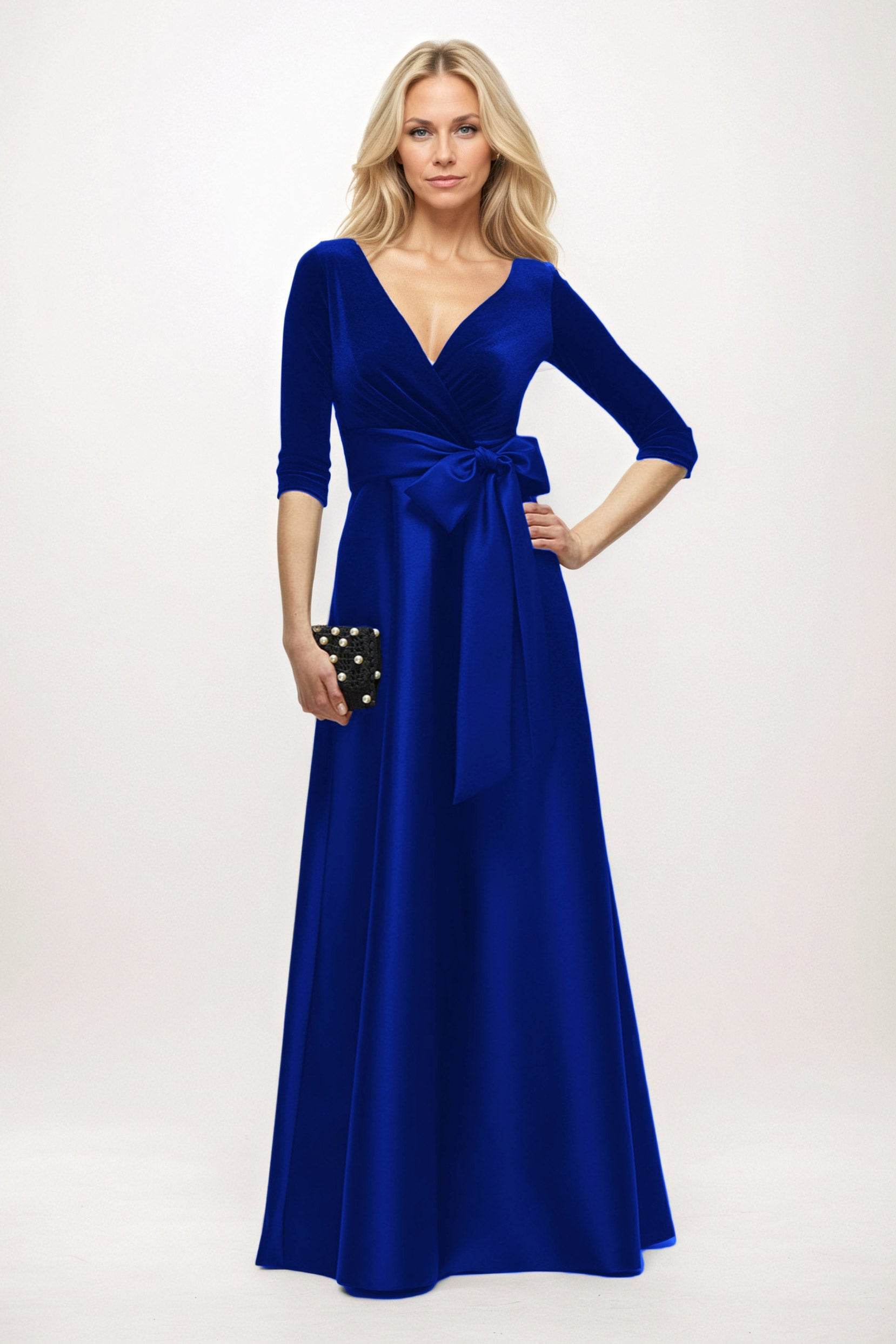 A-Line Maxi Velvet Satin Mother of the Bride Dresses CM0409
