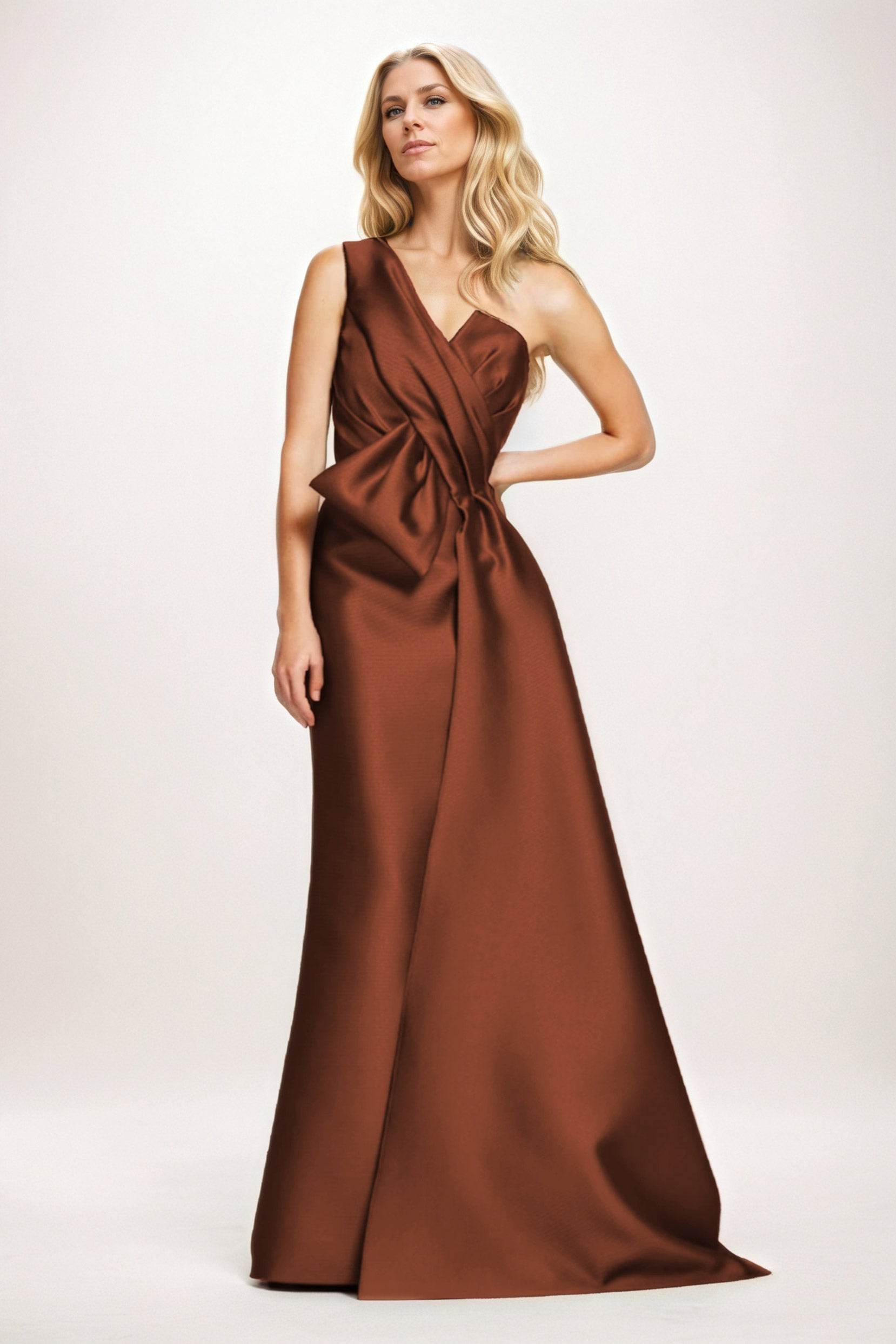 Sheath-Column Maxi Satin Mother of the Bride Dresses CM0410