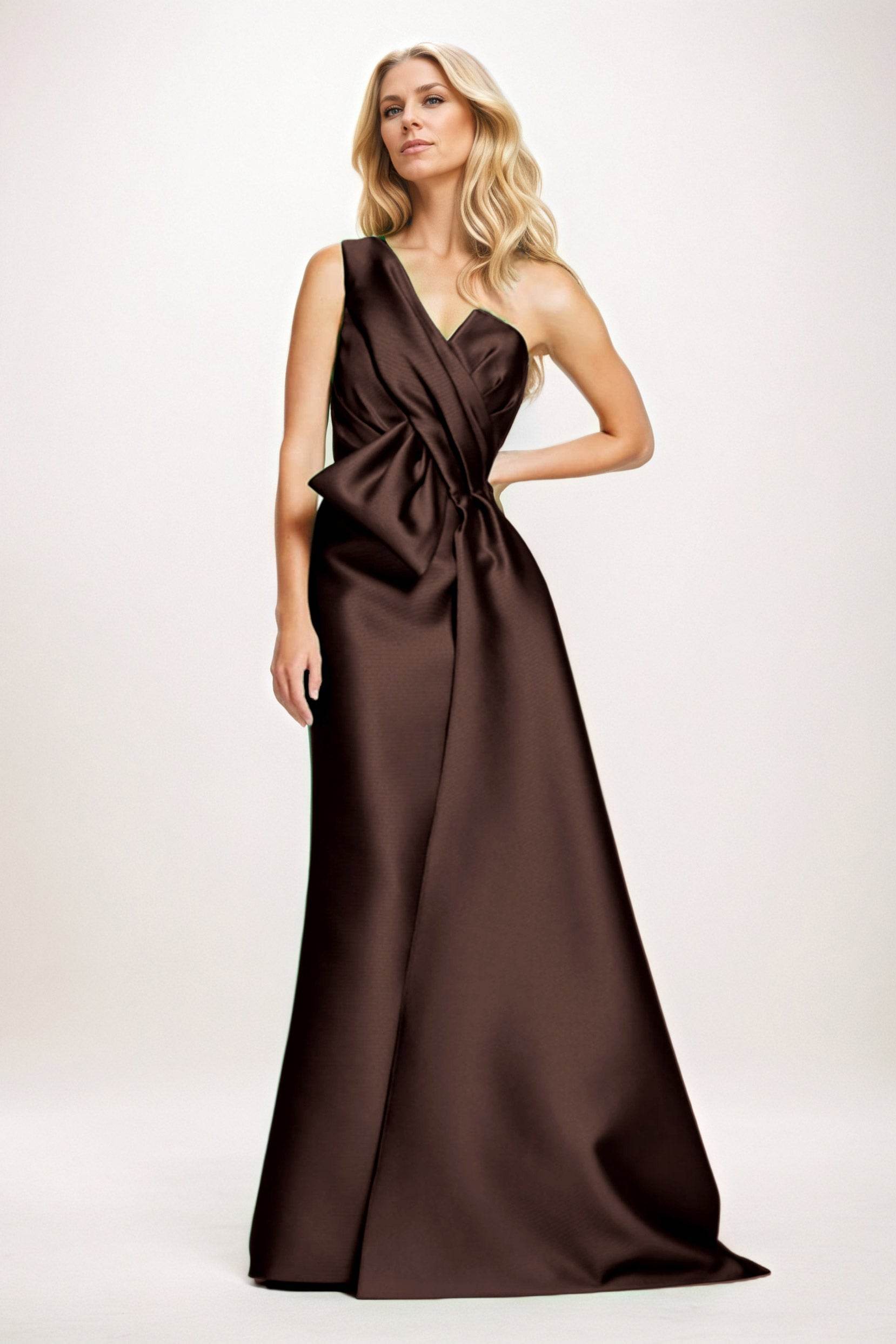 Sheath-Column Maxi Satin Mother of the Bride Dresses CM0410