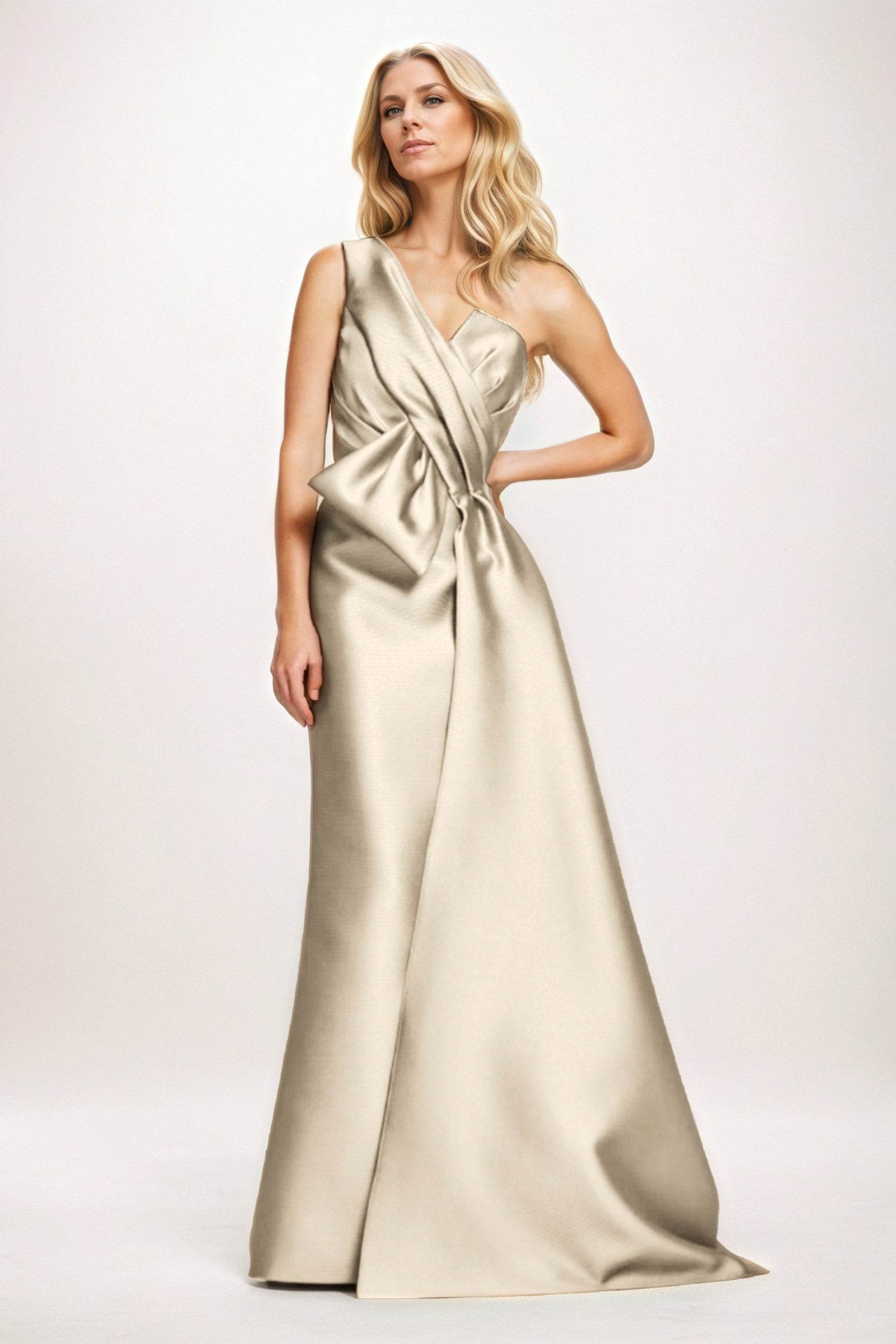 Sheath-Column Maxi Satin Mother of the Bride Dresses CM0410