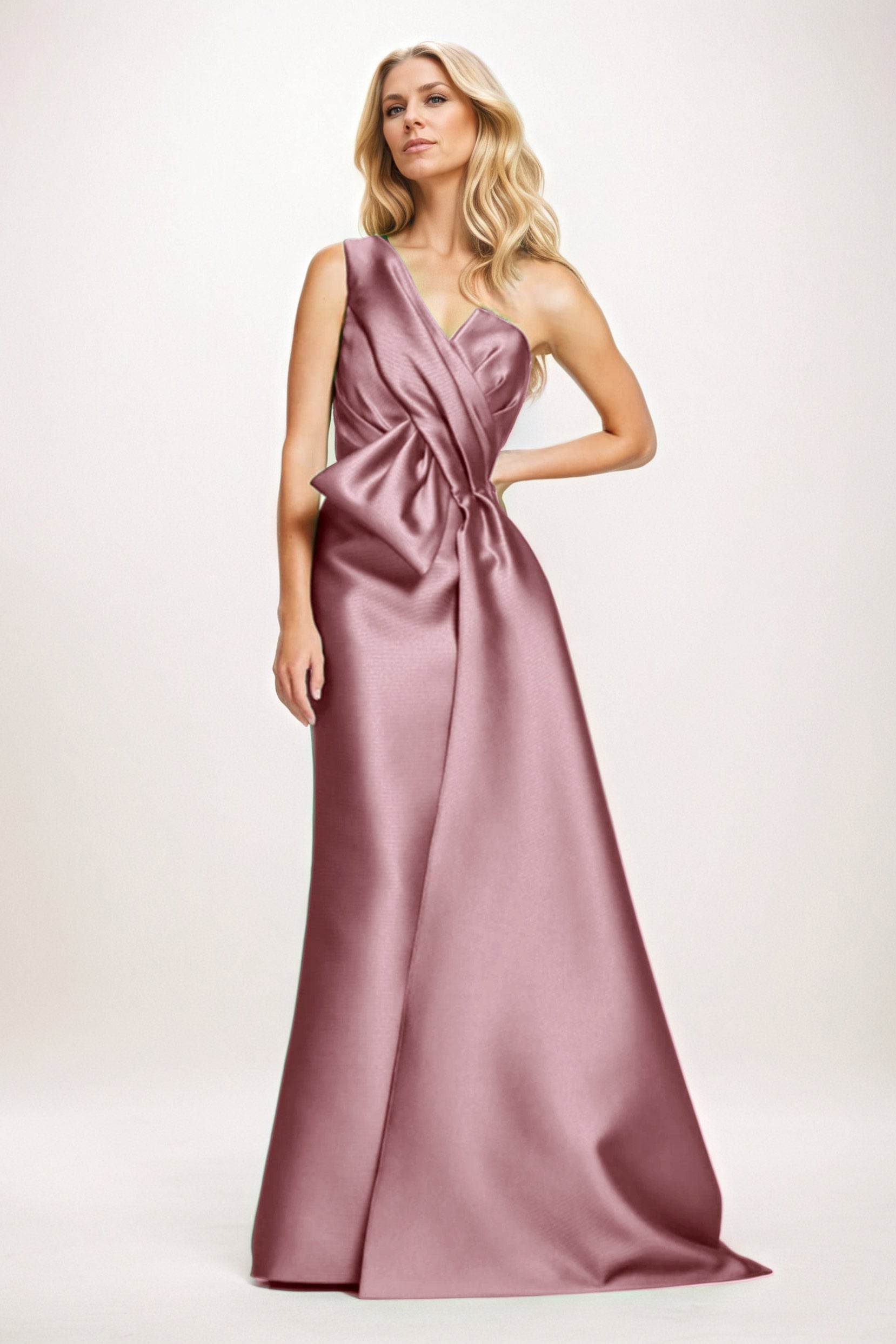 Sheath-Column Maxi Satin Mother of the Bride Dresses CM0410