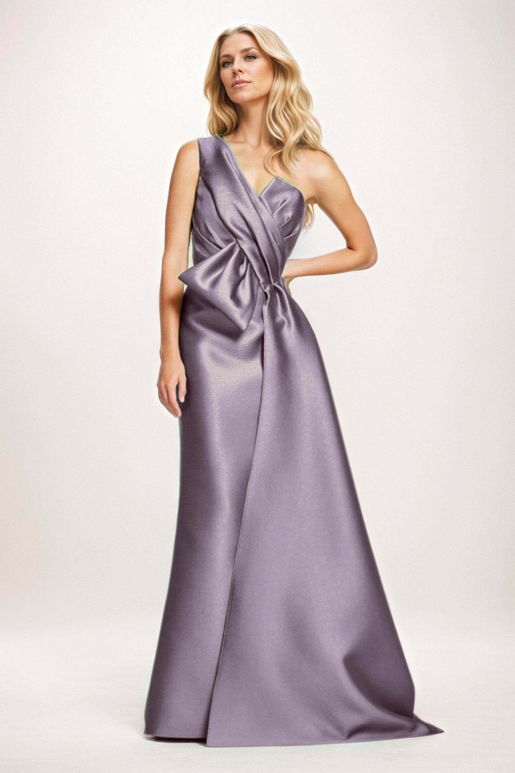 Sheath-Column Maxi Satin Mother of the Bride Dresses CM0410
