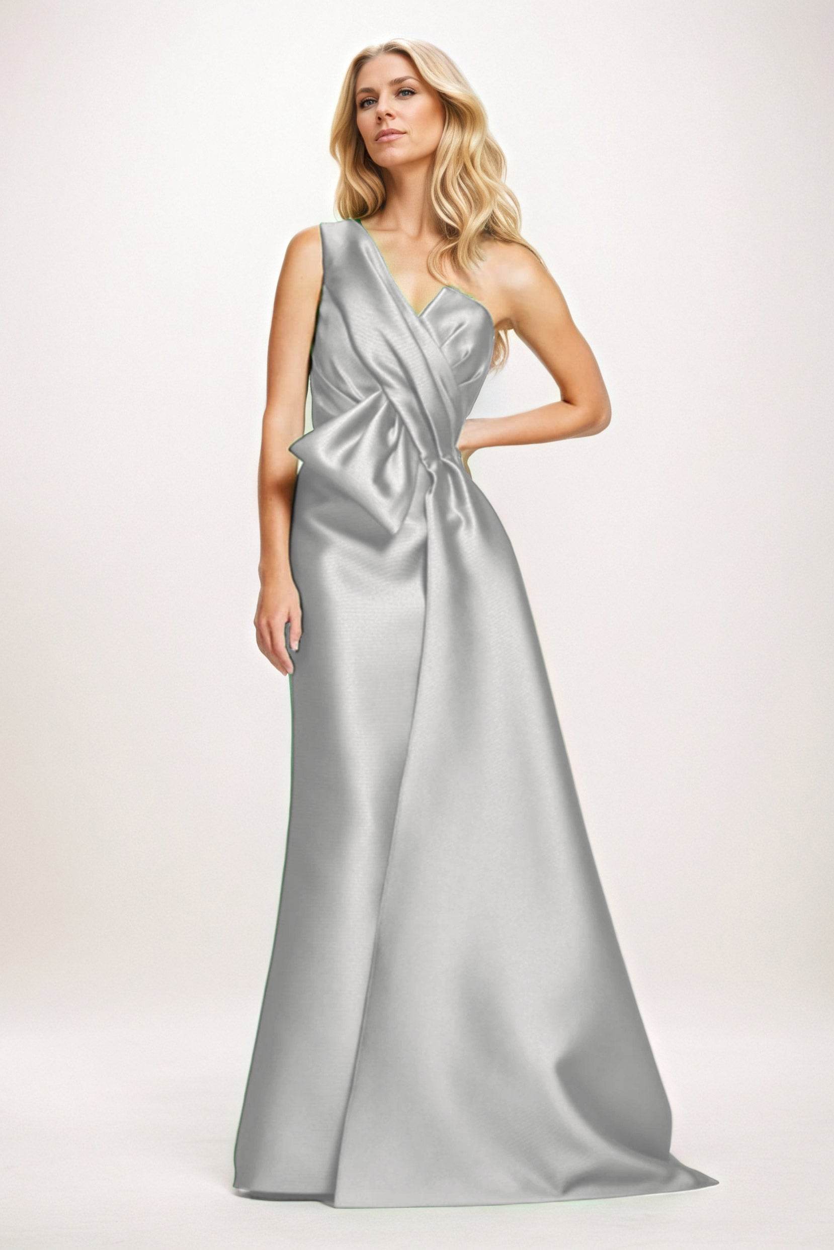 Sheath-Column Maxi Satin Mother of the Bride Dresses CM0410