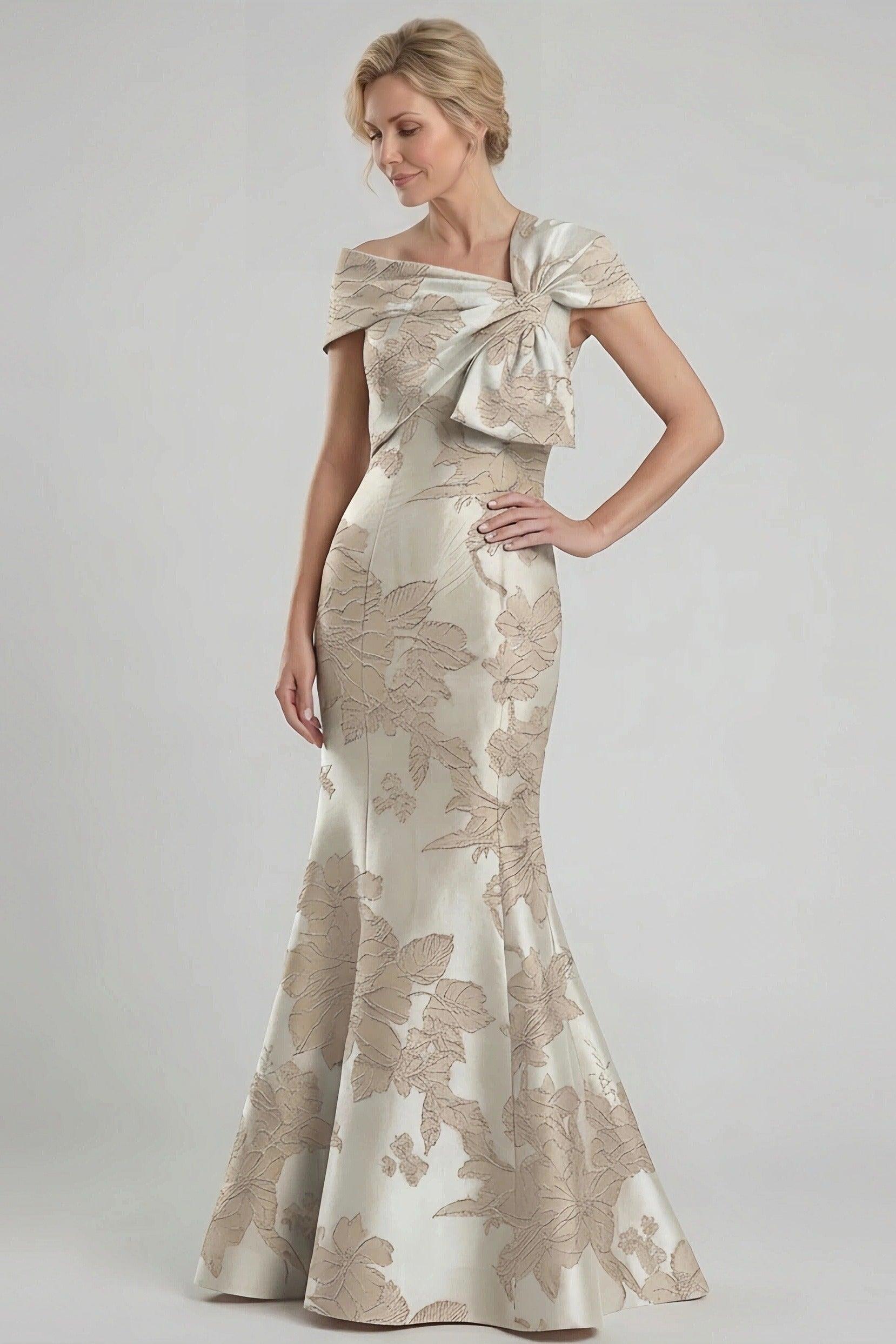 Trumpet-Mermaid Floor Length Jacquard Mother of the Bride Dress CM0414
