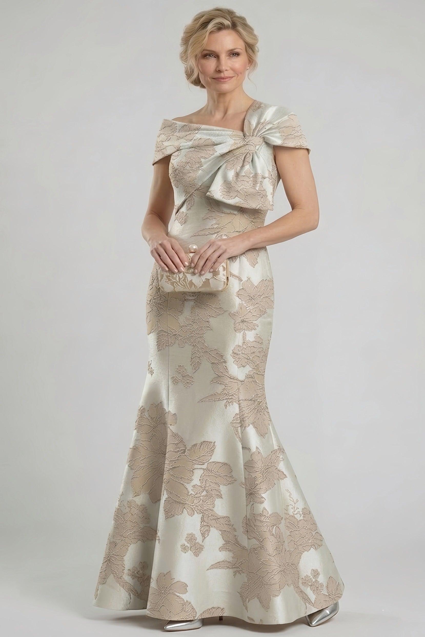 Trumpet-Mermaid Floor Length Jacquard Mother of the Bride Dress CM0414