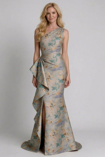 Trumpet-Mermaid Floor Length Jacquard Mother of the Bride Dress CM0419