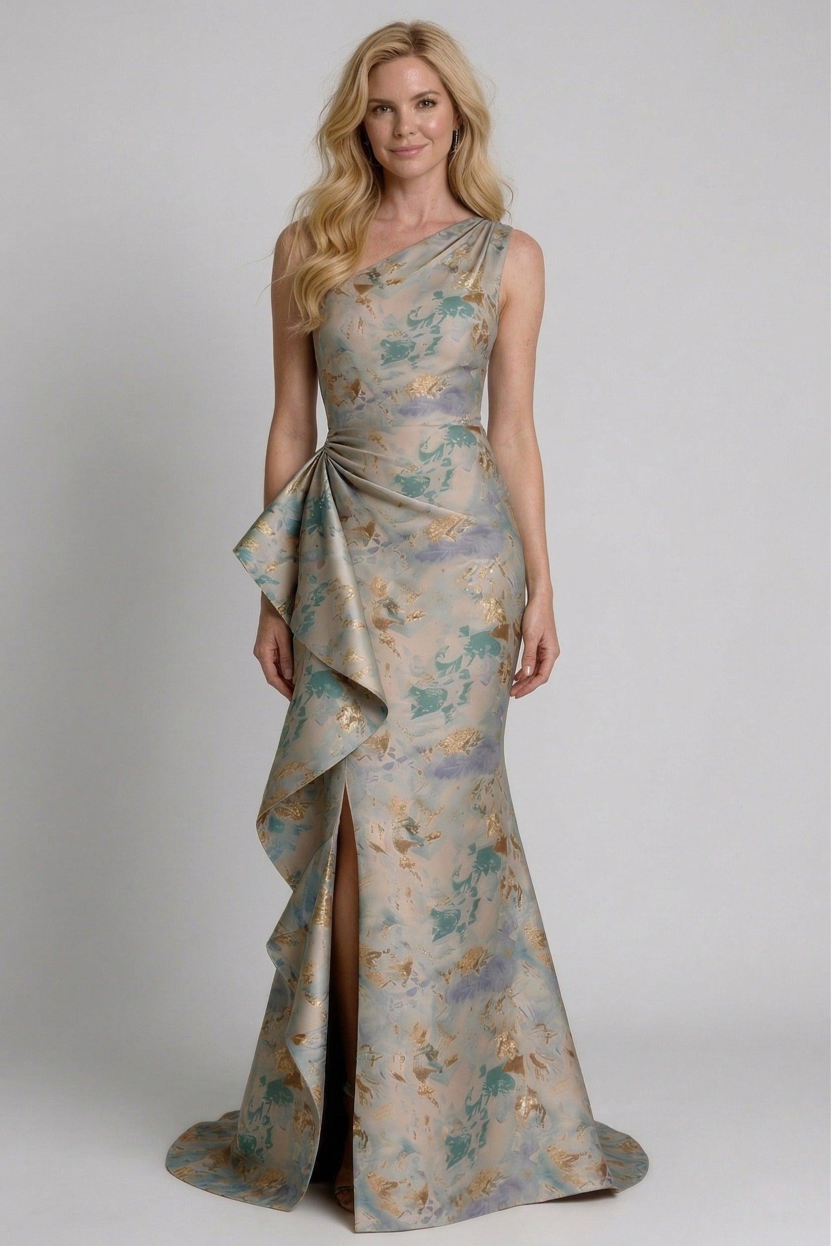 Trumpet-Mermaid Floor Length Jacquard Mother of the Bride Dress CM0419