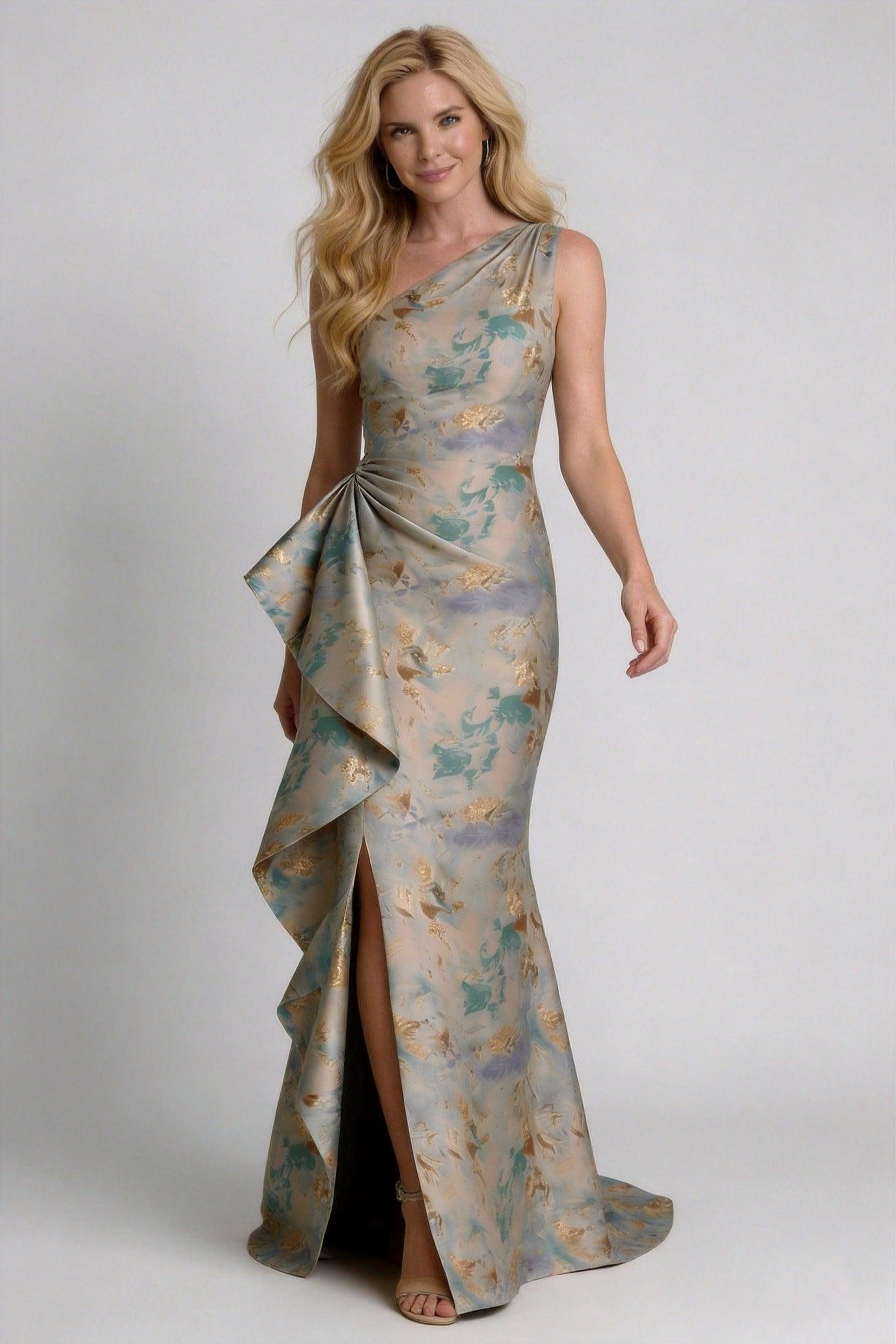 Trumpet-Mermaid Floor Length Jacquard Mother of the Bride Dress CM0419