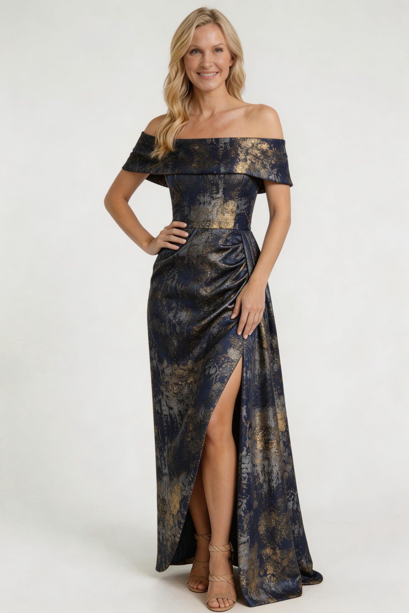 Sheath-Column Floor Length Jacquard Mother of the Bride Dress CM0420