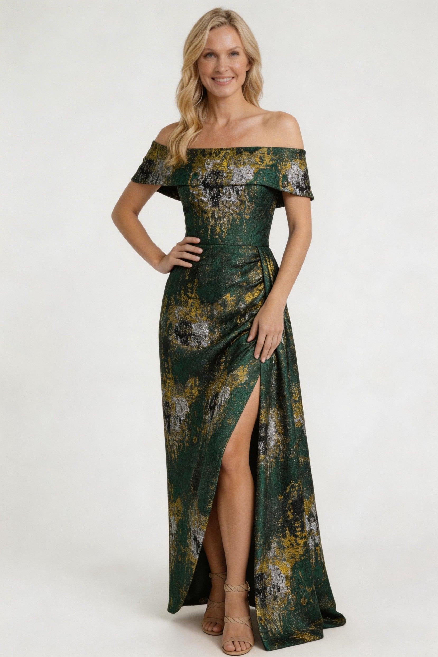 Sheath-Column Floor Length Jacquard Mother of the Bride Dress CM0420