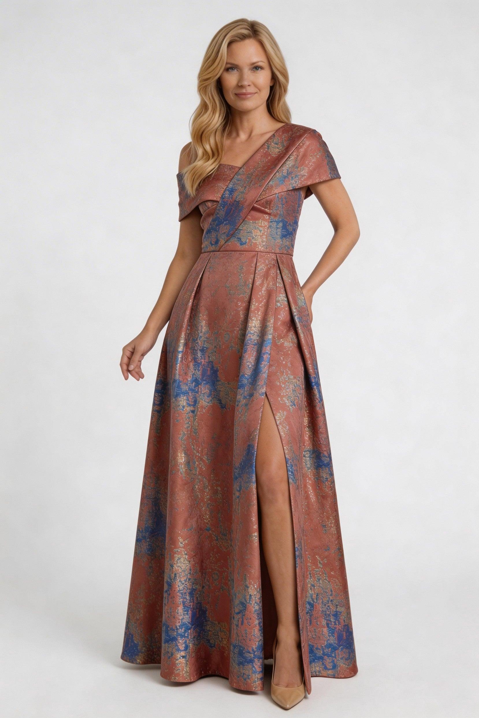 A-Line Floor Length Jacquard Mother of the Bride Dress CM0422