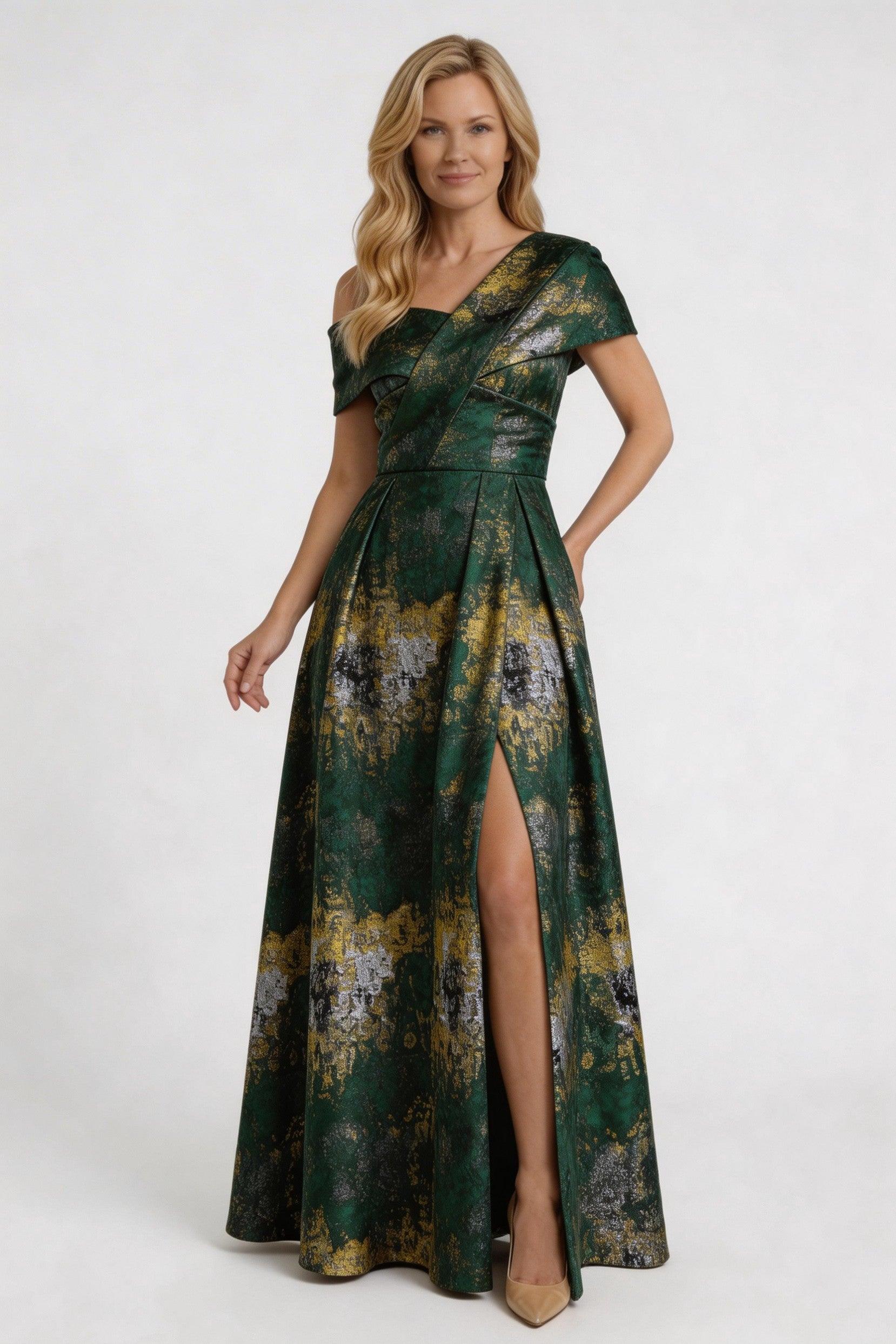 A-Line Floor Length Jacquard Mother of the Bride Dress CM0422