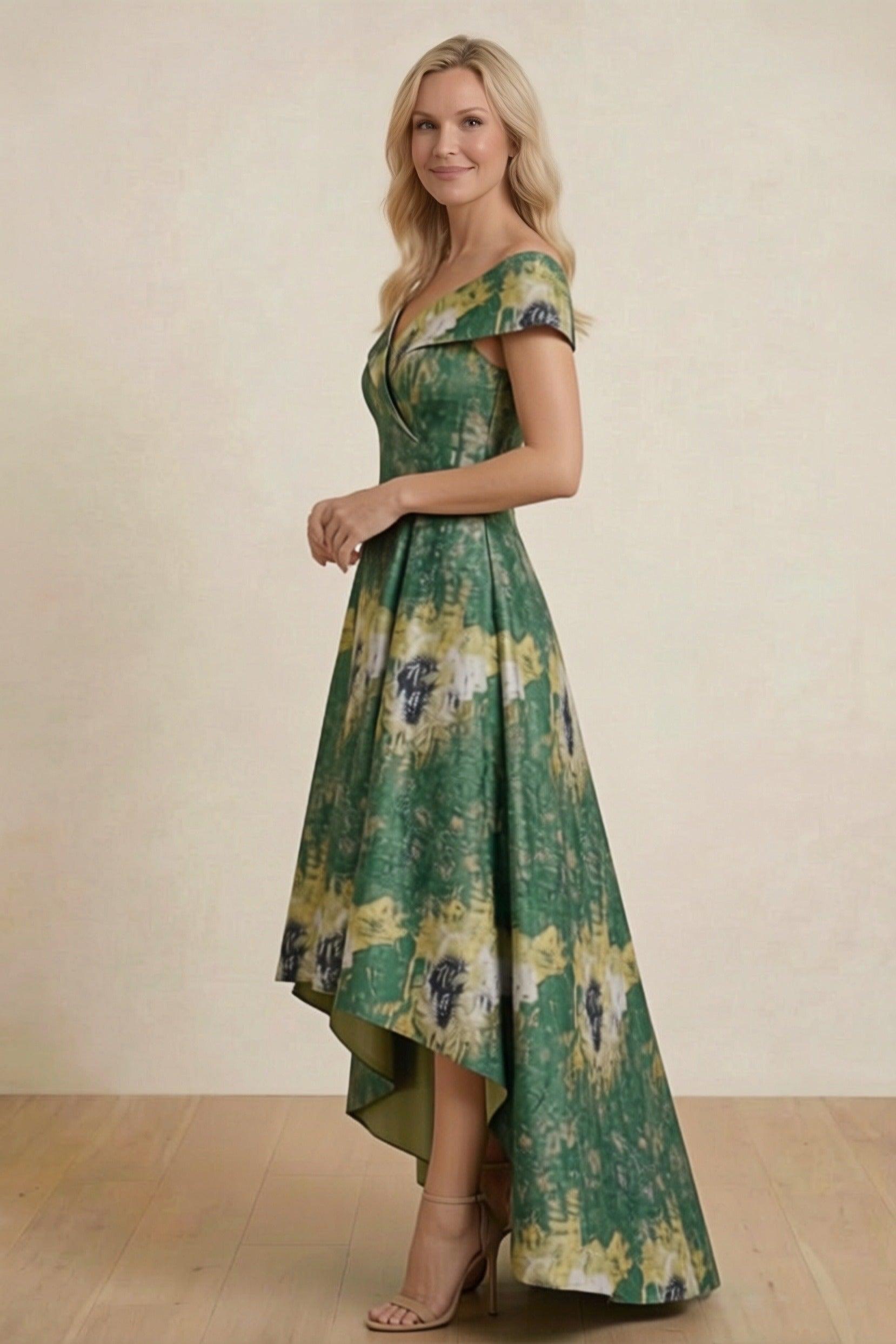 A-Line High-Low Jacquard Mother of the Bride Dress CM0423