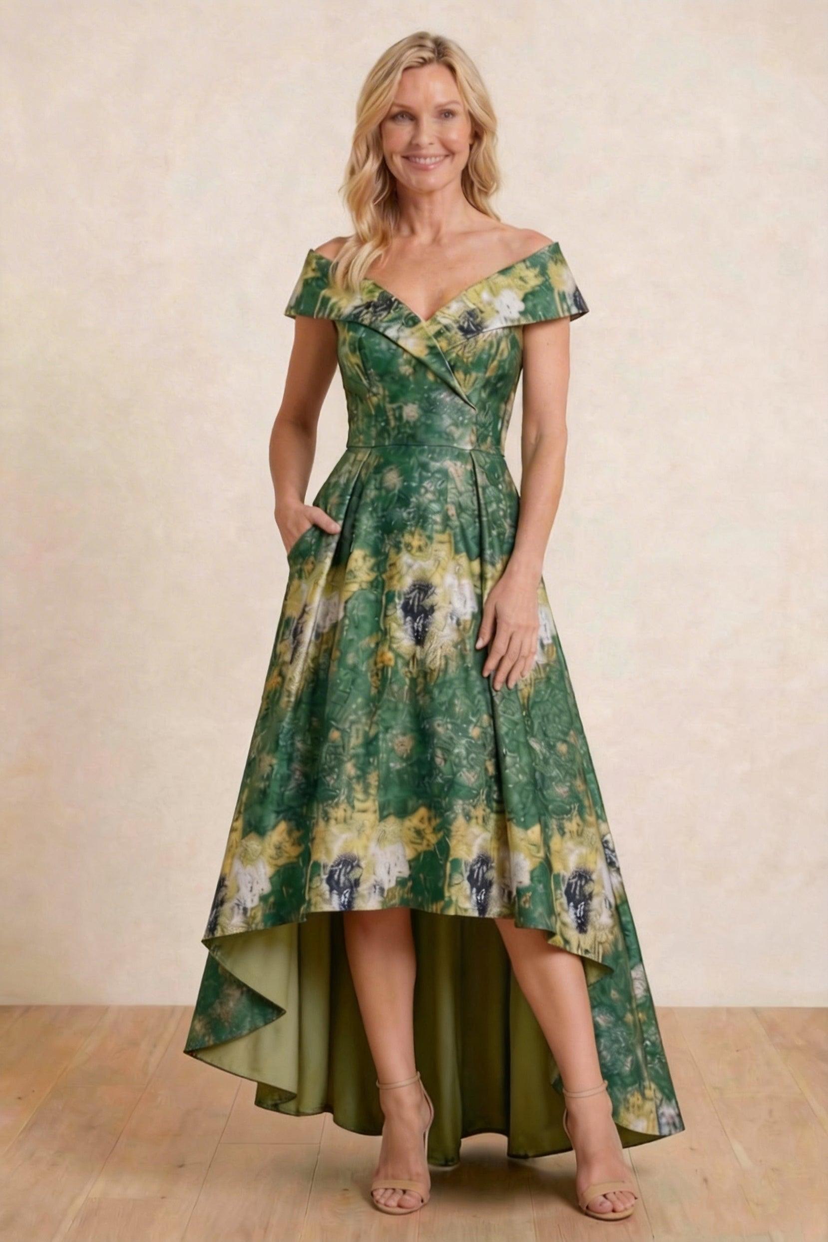 A-Line High-Low Jacquard Mother of the Bride Dress CM0423