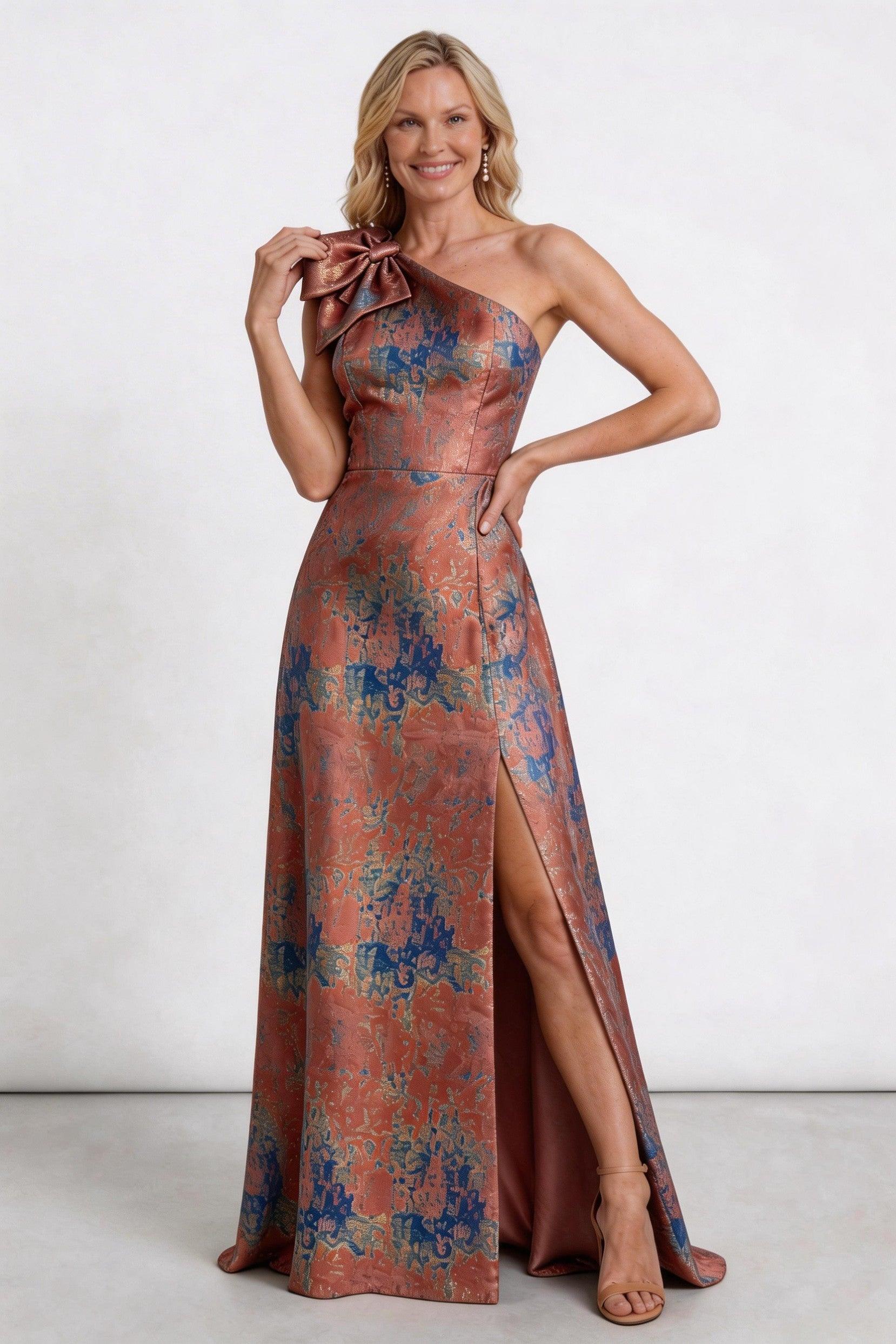 A-Line Floor Length Jacquard Mother of the Bride Dress CM0426