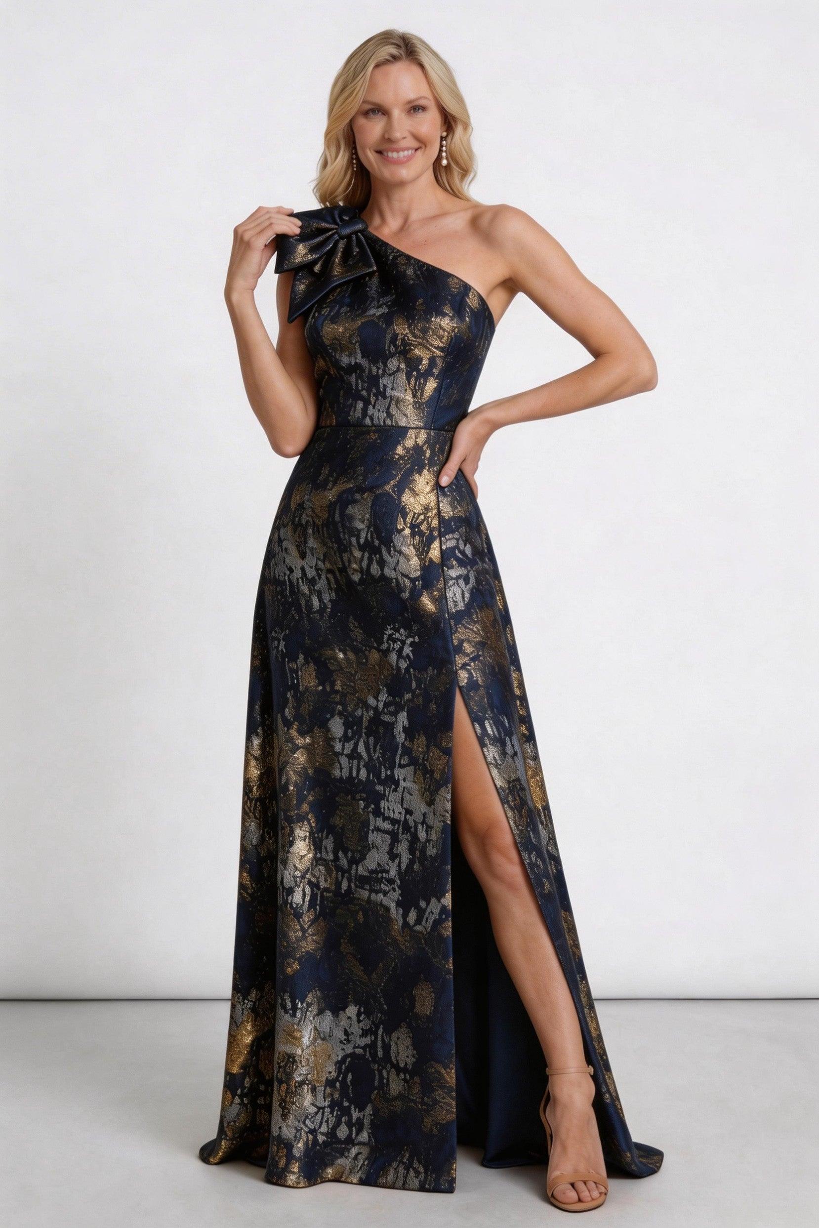 A-Line Floor Length Jacquard Mother of the Bride Dress CM0426