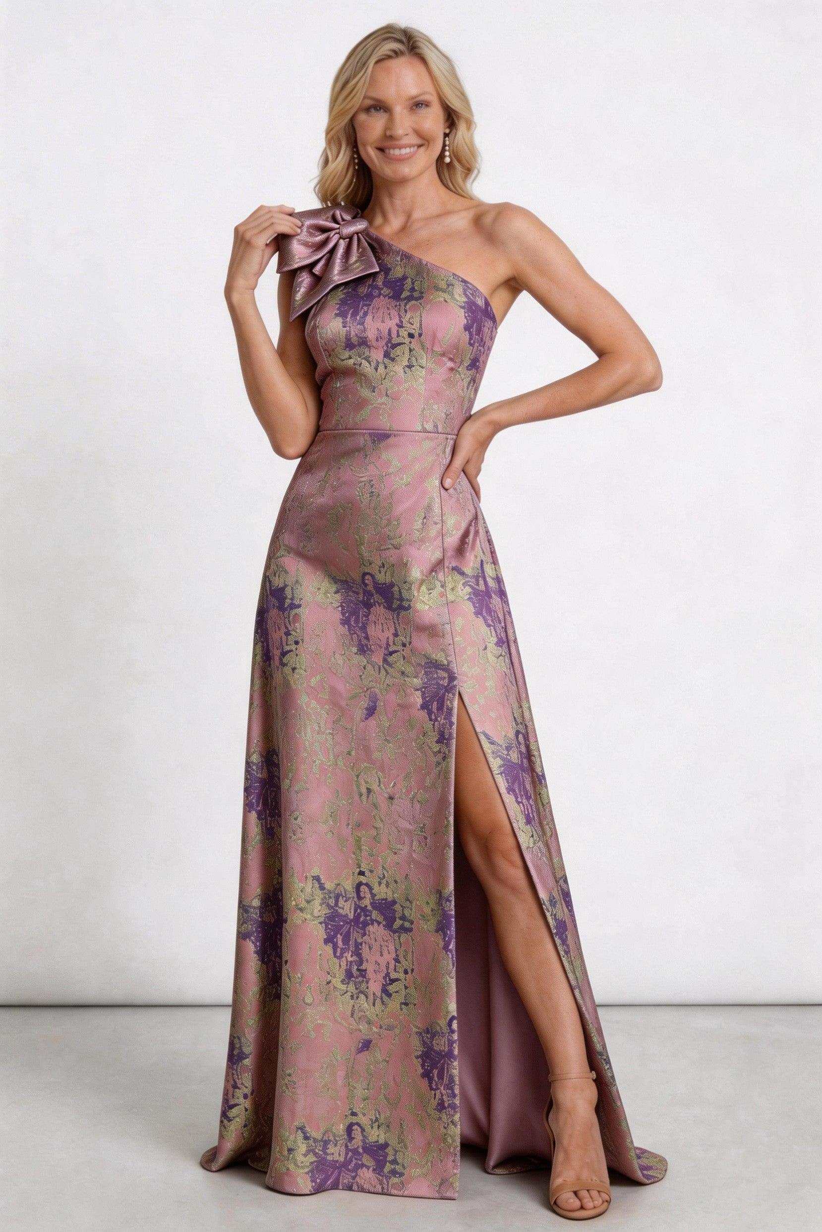 A-Line Floor Length Jacquard Mother of the Bride Dress CM0426