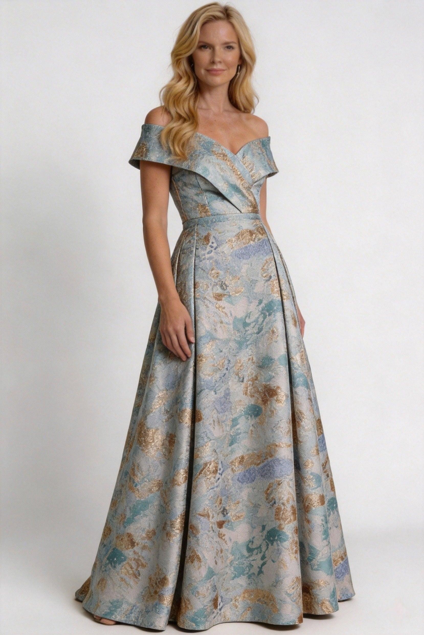 A-Line Floor Length Jacquard Mother of the Bride Dress CM0430