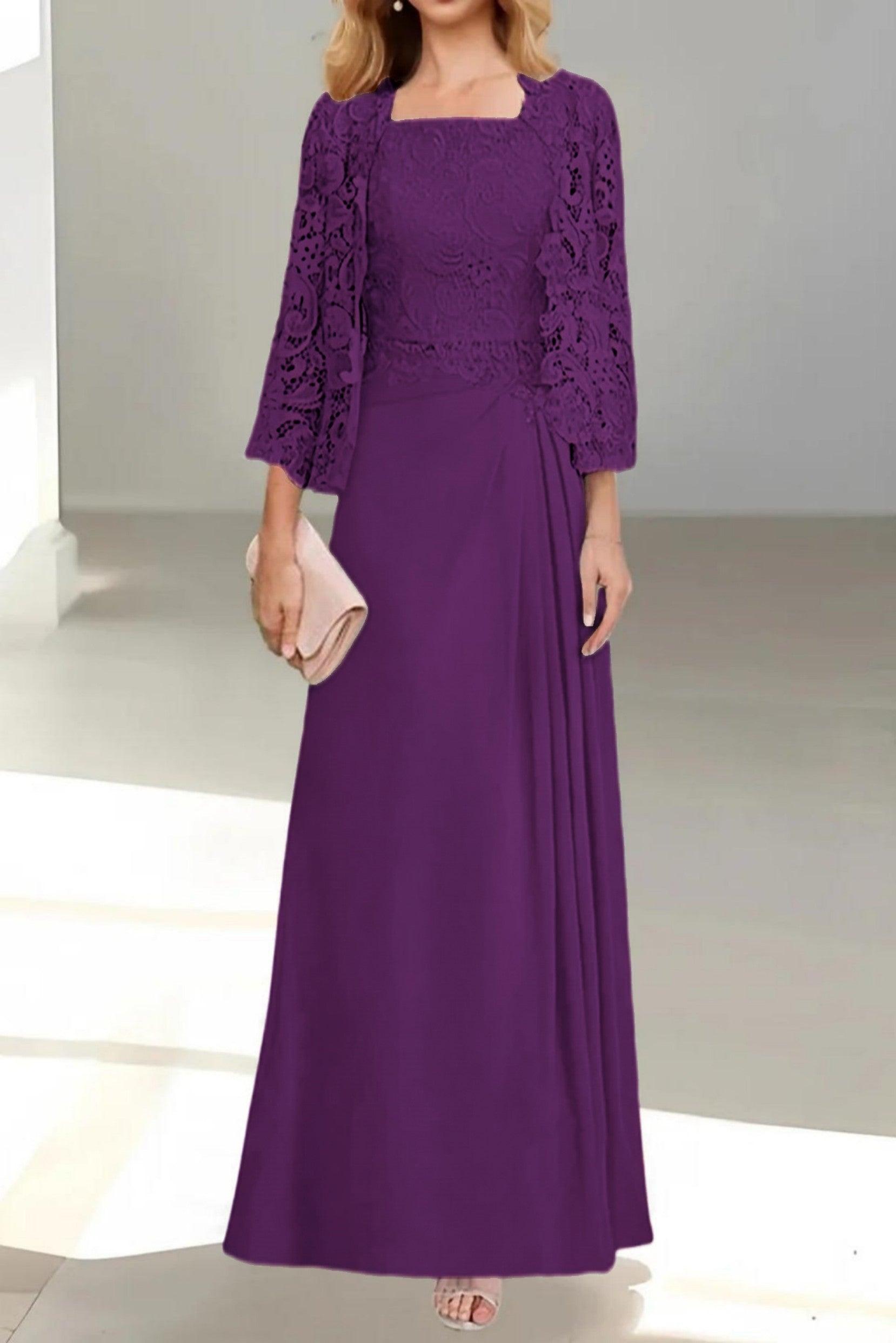A-Line Floor Length Chiffon Mother of the Bride Dress CM0432