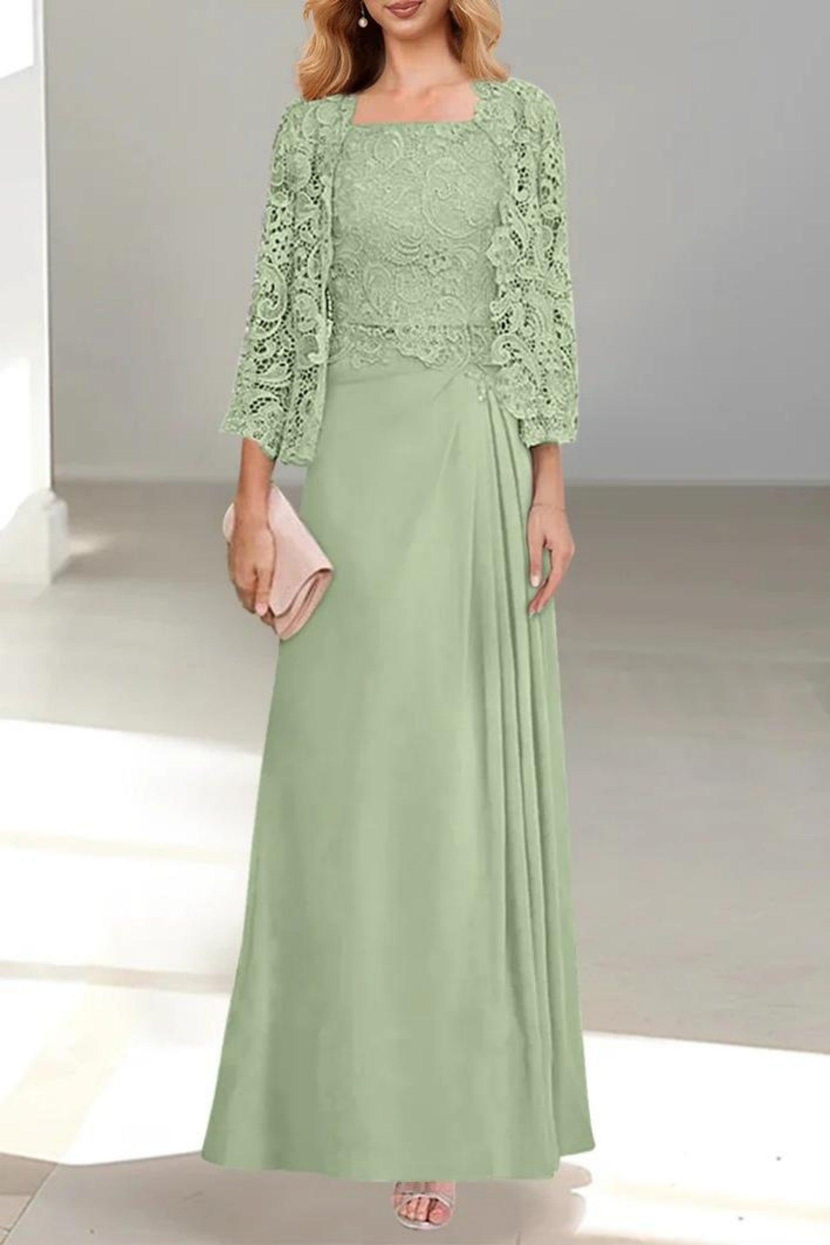 A-Line Floor Length Chiffon Mother of the Bride Dress CM0432