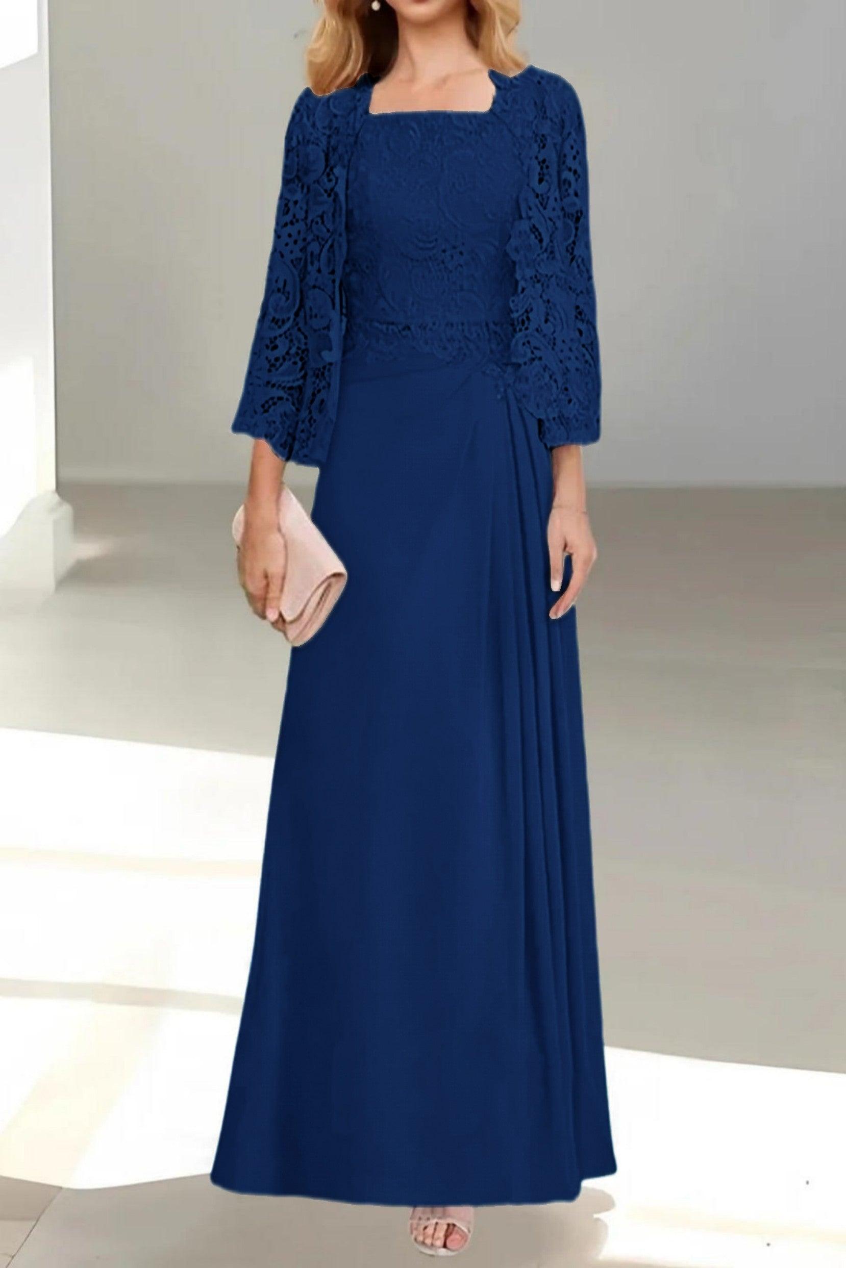 A-Line Floor Length Chiffon Mother of the Bride Dress CM0432
