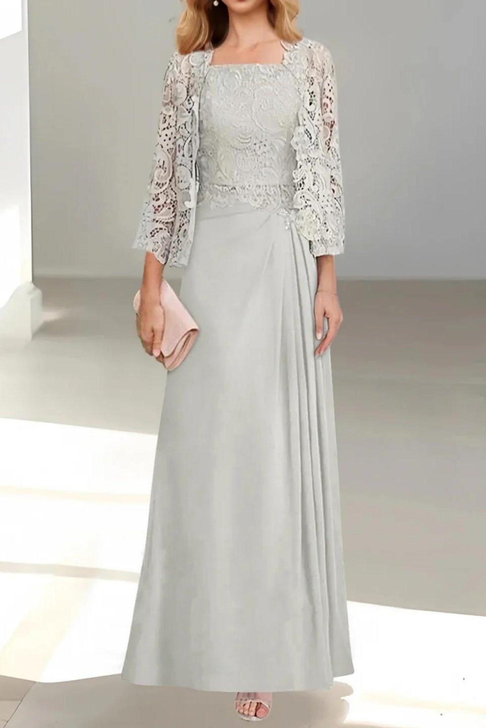 A-Line Floor Length Chiffon Mother of the Bride Dress CM0432