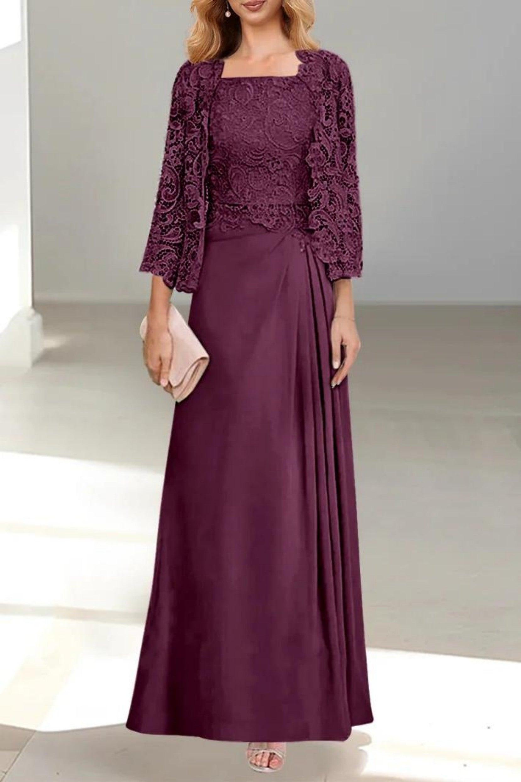A-Line Floor Length Chiffon Mother of the Bride Dress CM0432