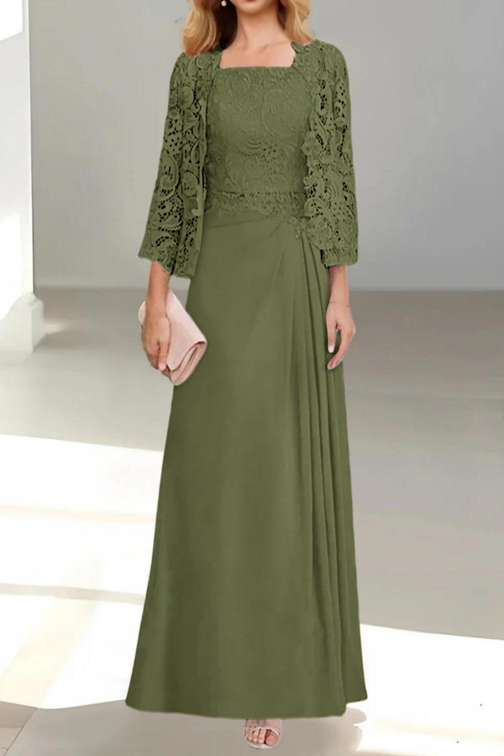 A-Line Floor Length Chiffon Mother of the Bride Dress CM0432