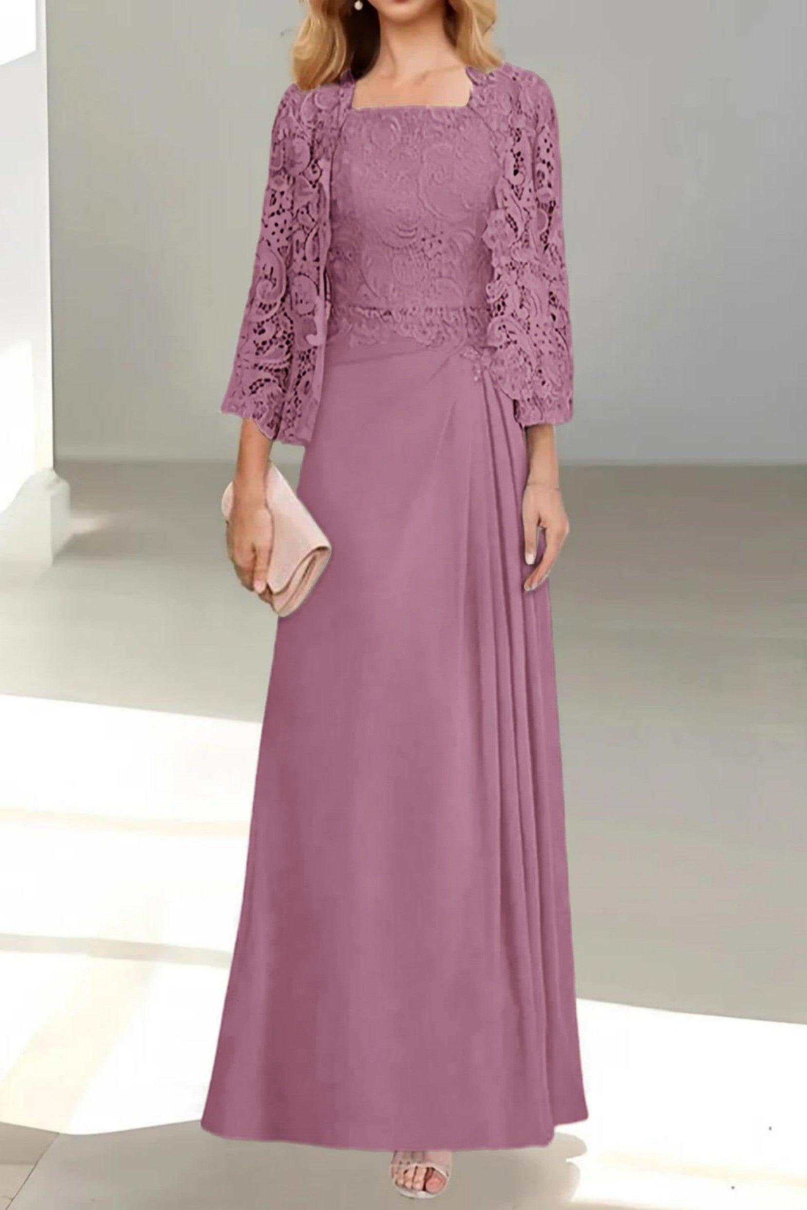 A-Line Floor Length Chiffon Mother of the Bride Dress CM0432
