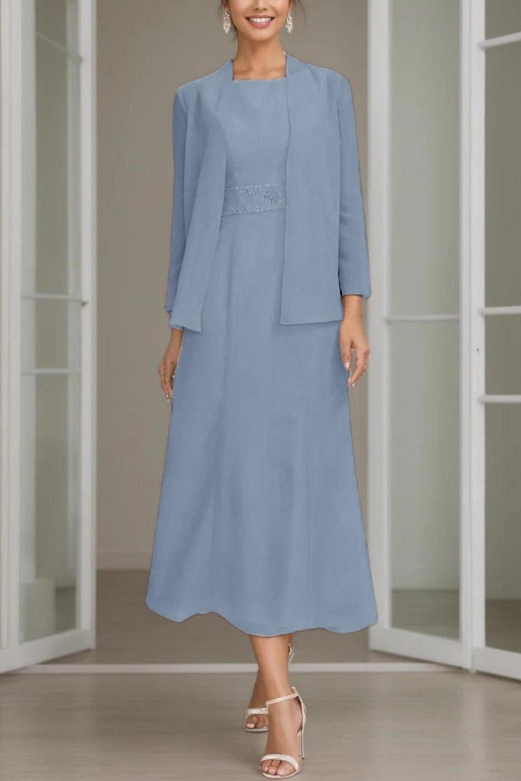 A-Line Tea Length Chiffon Mother of the Bride Dress CM0433