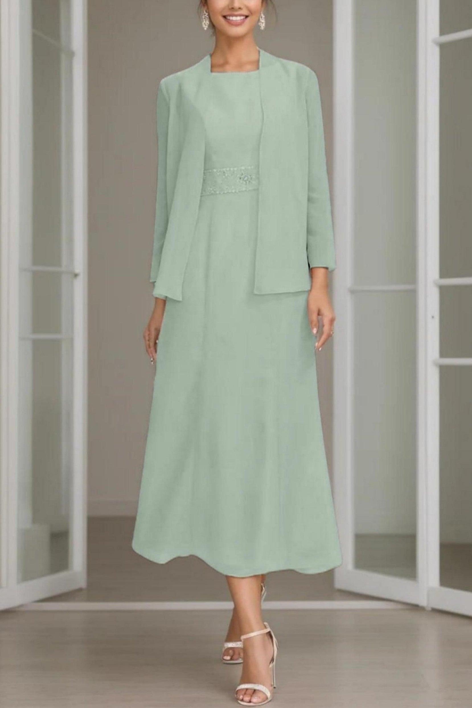 A-Line Tea Length Chiffon Mother of the Bride Dress CM0433