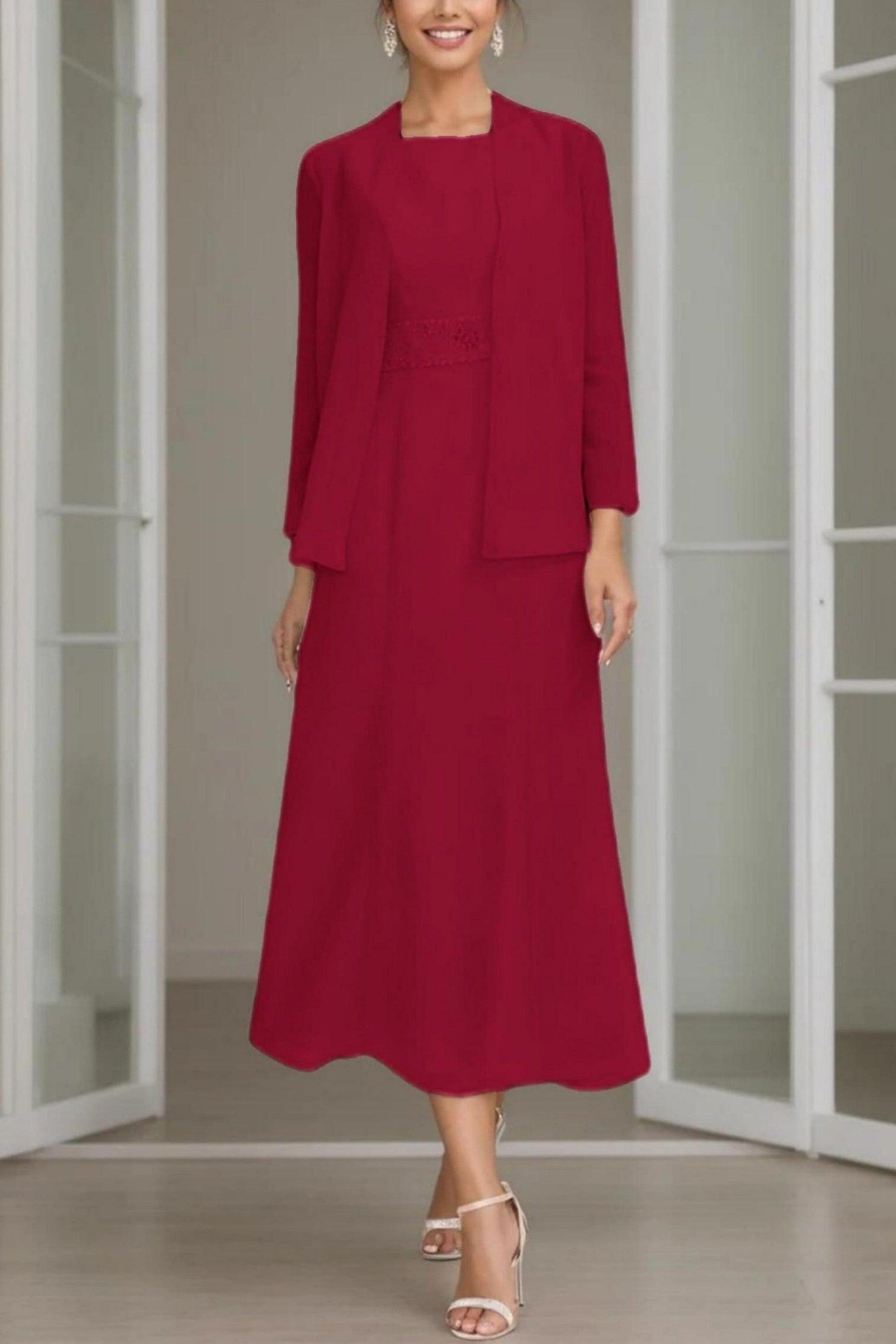 A-Line Tea Length Chiffon Mother of the Bride Dress CM0433