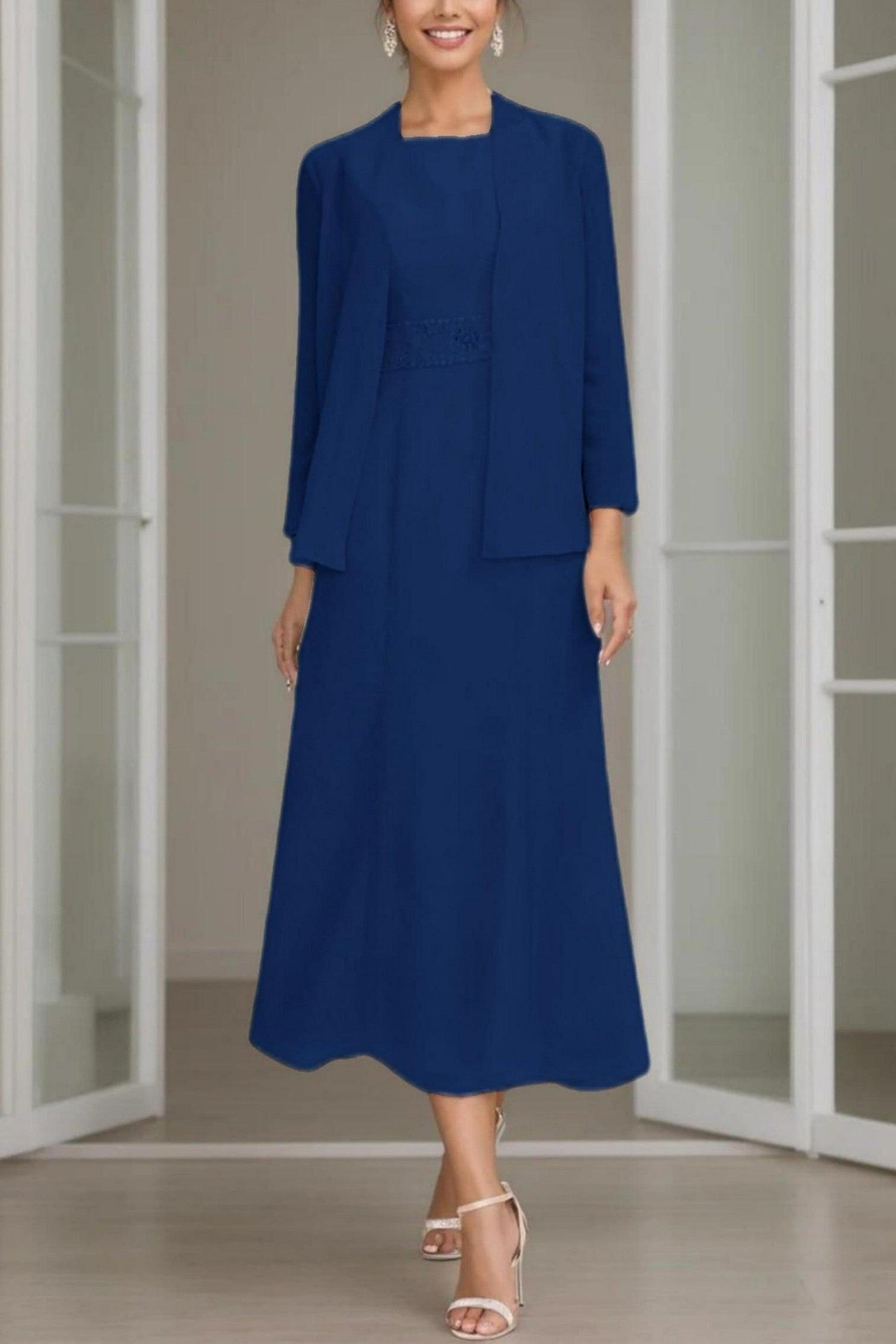 A-Line Tea Length Chiffon Mother of the Bride Dress CM0433