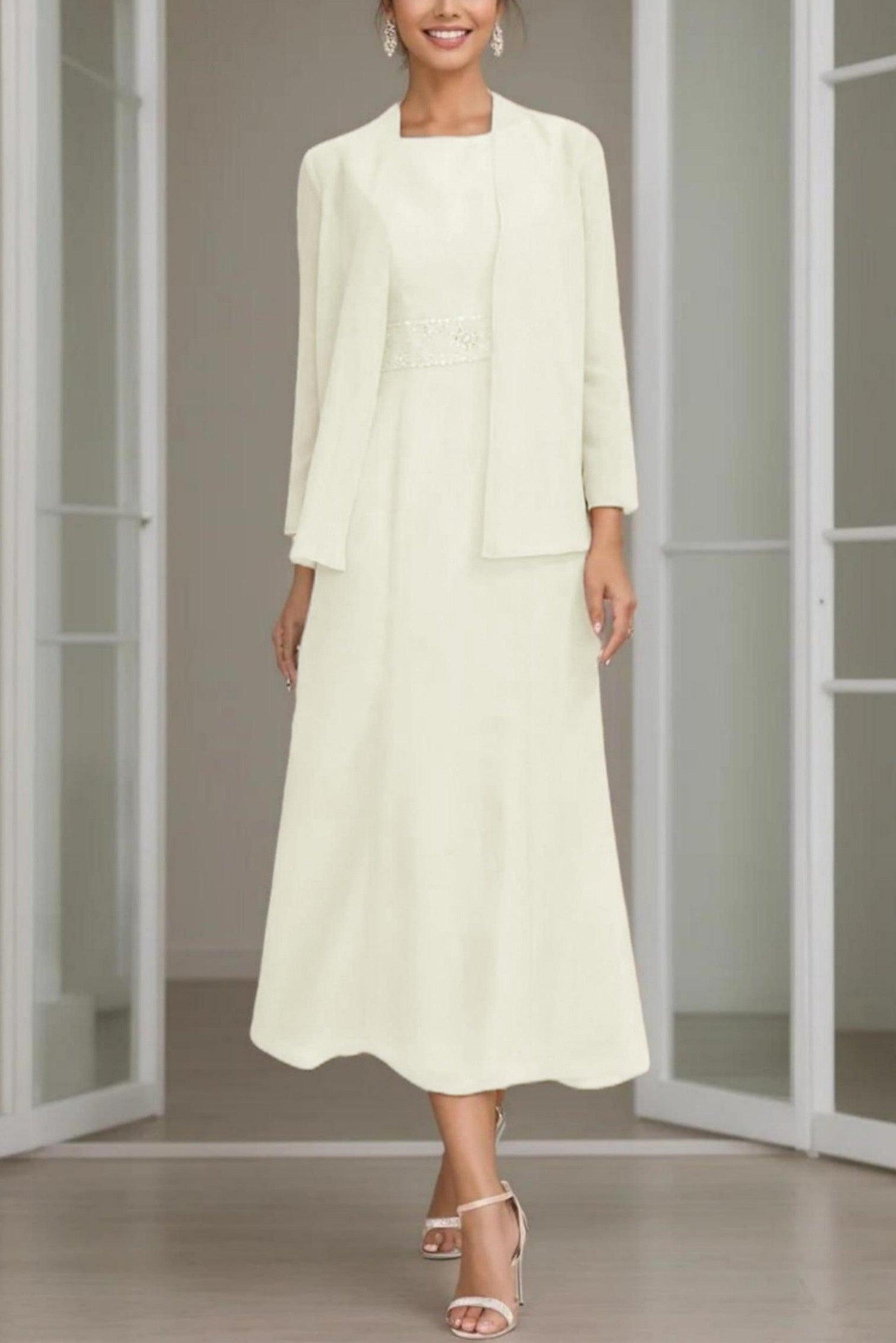 A-Line Tea Length Chiffon Mother of the Bride Dress CM0433